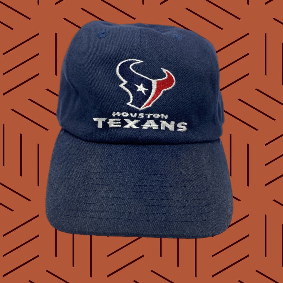 Logo Athletic VINTAGE 80s 90s Logo Athletic NFL Houston Texans Adjustable Hat Cap Navy Blue Twill Retro Sports Mens Size ONE SIZE - 1 Thumbnail