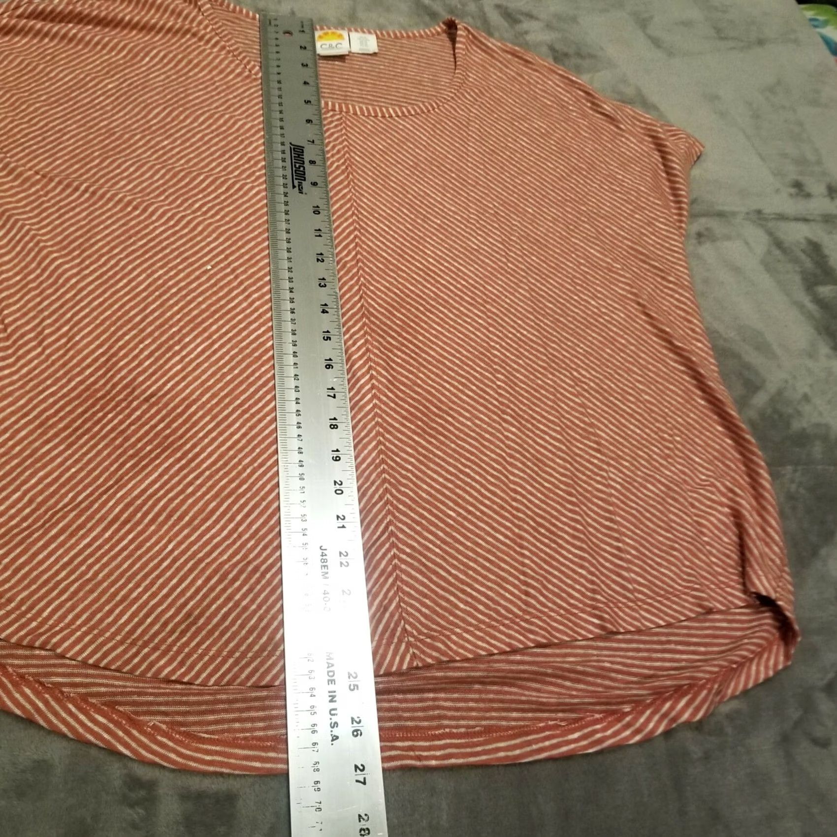 Vintage C & C California Womens Casual Lightweight Top Striped Brown White XL Short Sleeve Size XL / US 12-14 / IT 48-50 - 4 Thumbnail