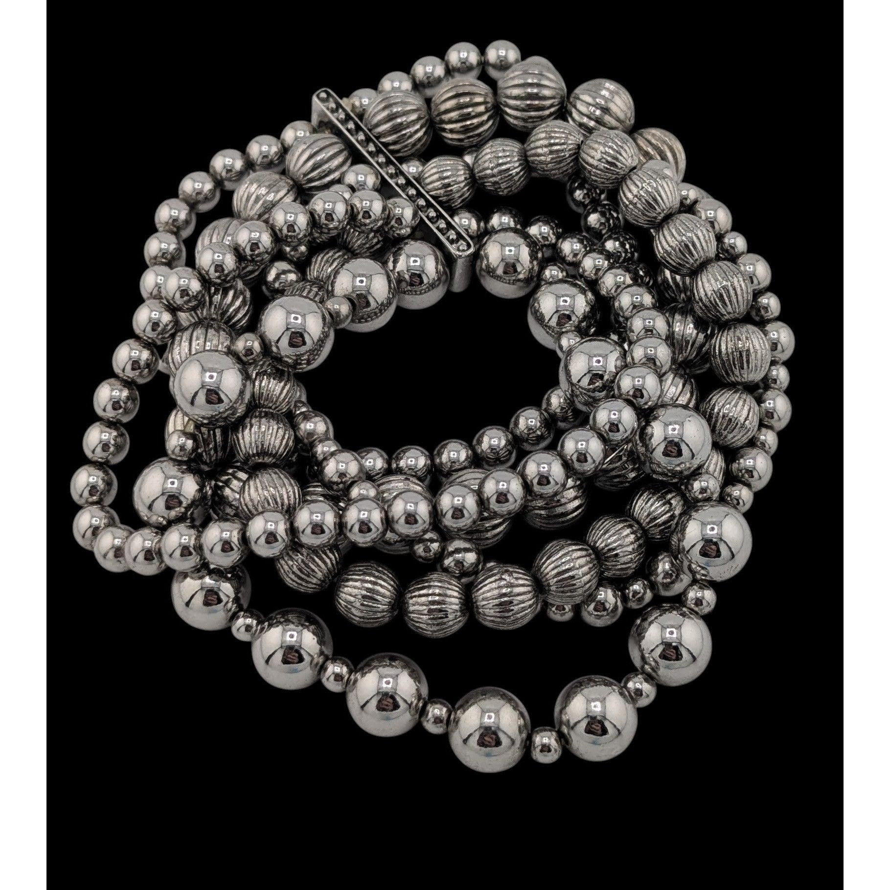 Other Metal Glam Silver Tone Layered Beaded Stretch Bracelet Size ONE SIZE - 1 Thumbnail
