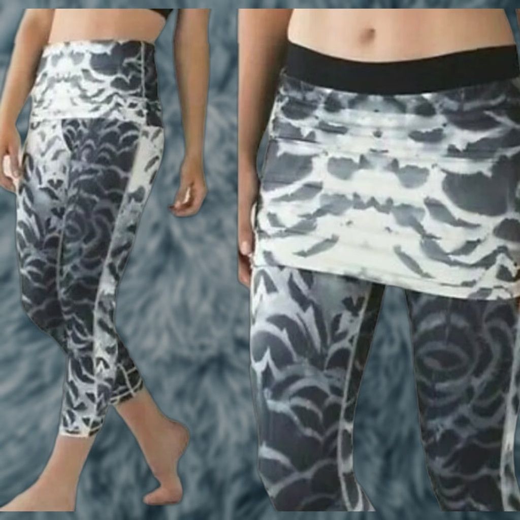 Lululemon VINTAGE Lululemon Wunder Under Pants Womens 4 Gray Yin To You Skirted Legging Pretty Plume Angel Wing Size 27" / US 4 / IT 40 - 1 Thumbnail