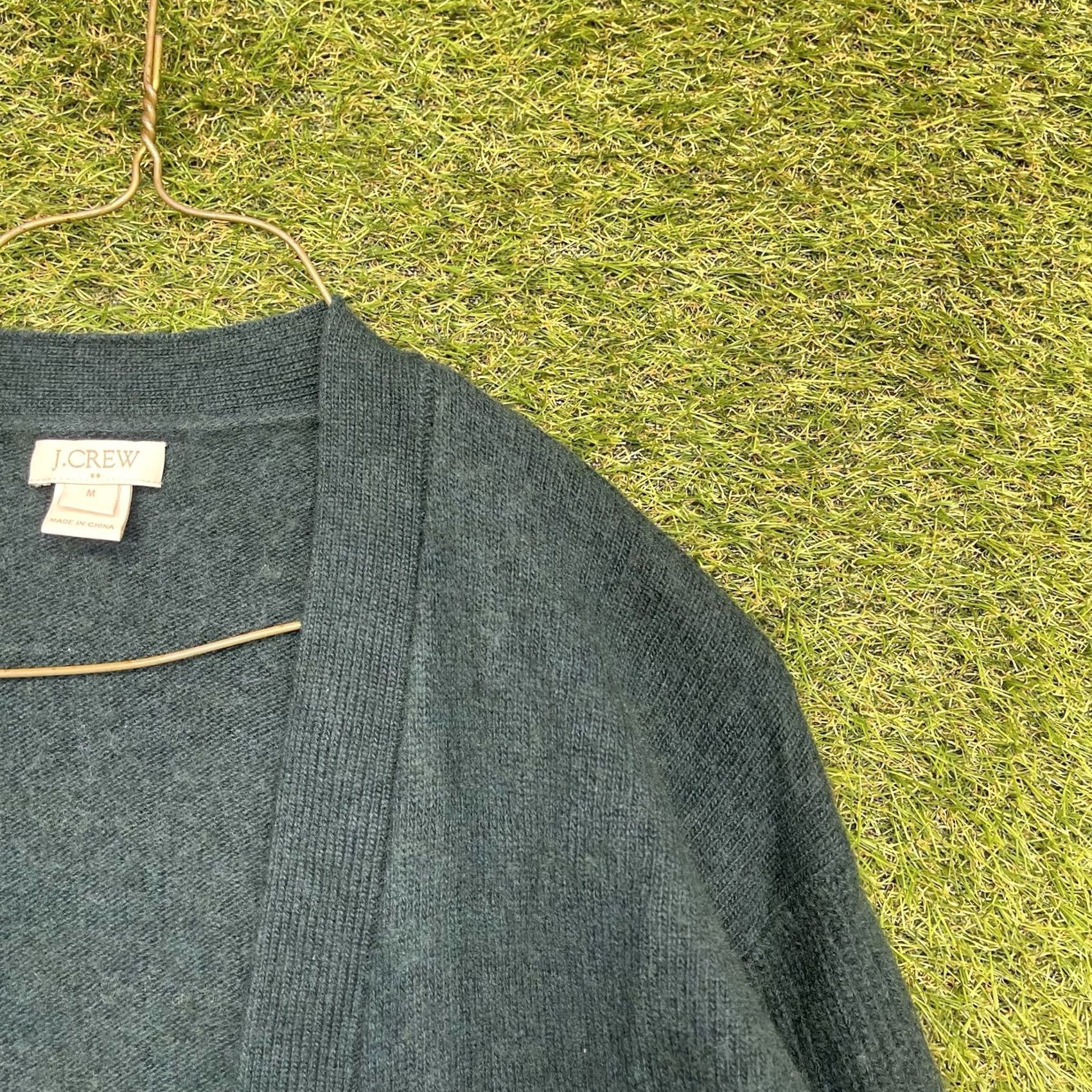 J.Crew J. Crew Blazer Cardigan Women Medium Wool Blend Sophie Open Neck Green 90s Modern 00s Knit Sweater Raglan Sleeve Womens Size M / US 6-8 / IT 42-44 - 3 Thumbnail