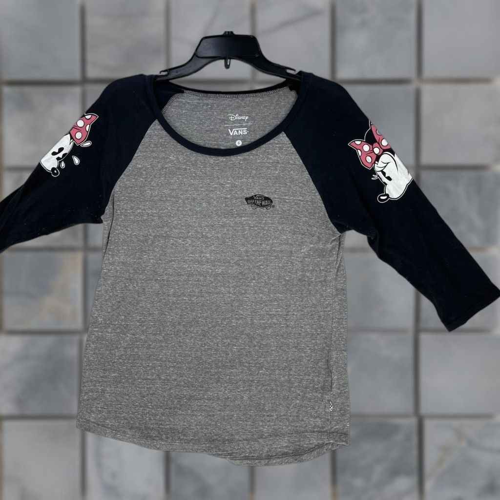 Disney Disney Minnie Mouse Collab T Shirt 3/4 Sleeve Size S Gray Black Womens Pilling Size S / US 4 / IT 40 - 1 Thumbnail