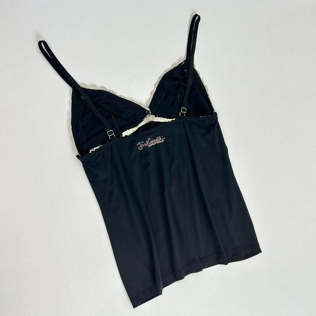 Just Cavalli y2k Cavalli black tank top with lace leopard print trim Size L / US 10 / IT 46 - 3 Thumbnail