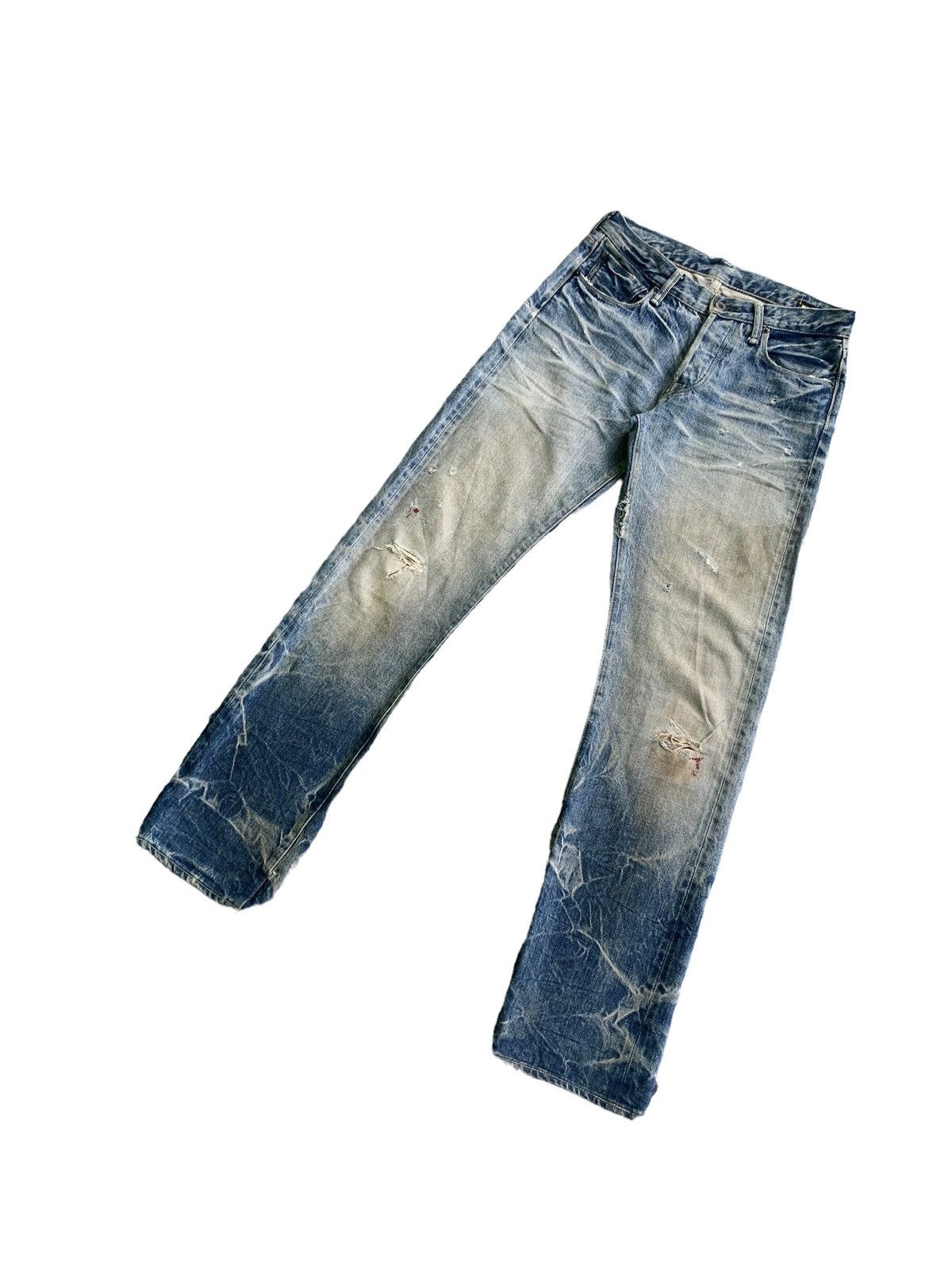 If Six Was Nine × KURO × Le Grande Bleu (L.G.B.) Vintage Kuro Selvedge Mud Wash Distress Jeans Size US 29 - 6 Thumbnail