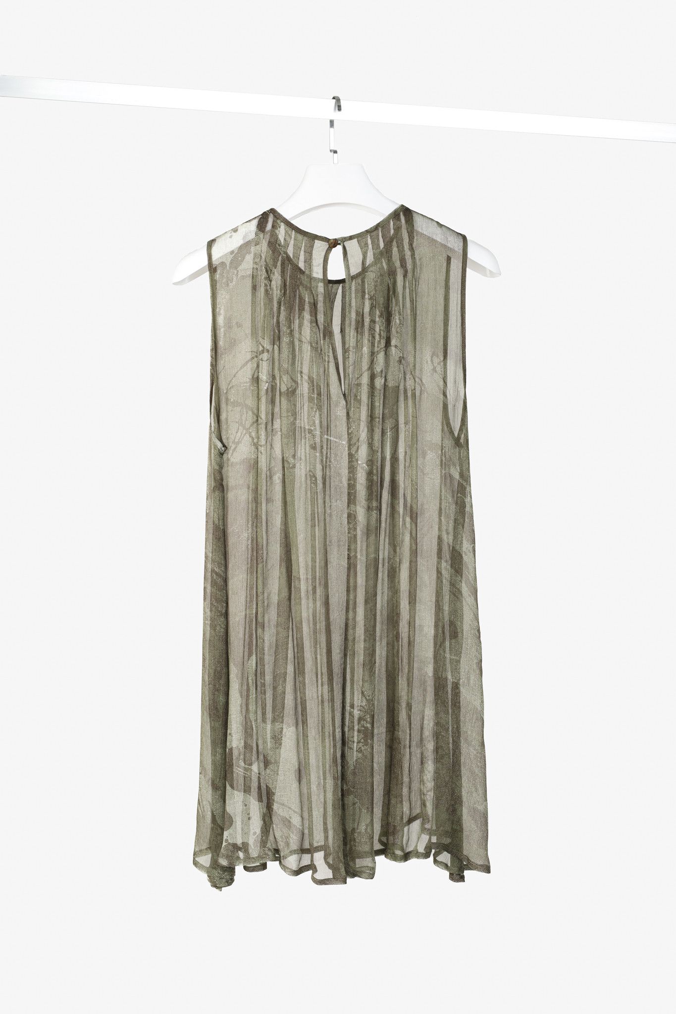 Sarah Pacini Sarah Pacini Green Silk-Crepe Graphic Tunic Size L / US 10 / IT 46 - 2 Thumbnail