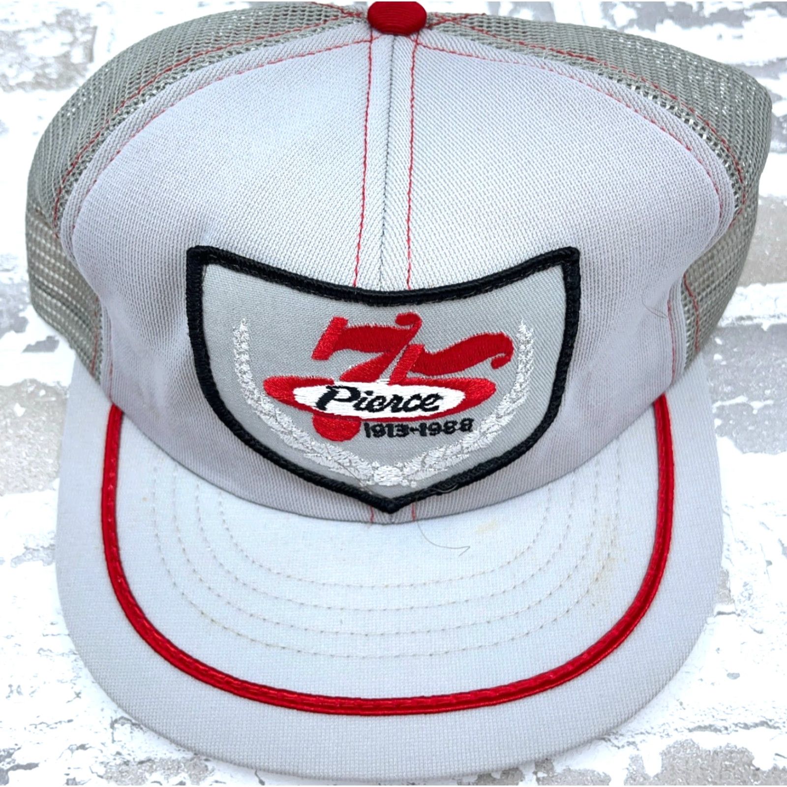 Vintage VINTAGE Swingster Trucker Hat Cap Gray Red Stripe Patch 80s Made In USA Foods Snap Adjustable Mens Hat Size ONE SIZE - 3 Thumbnail
