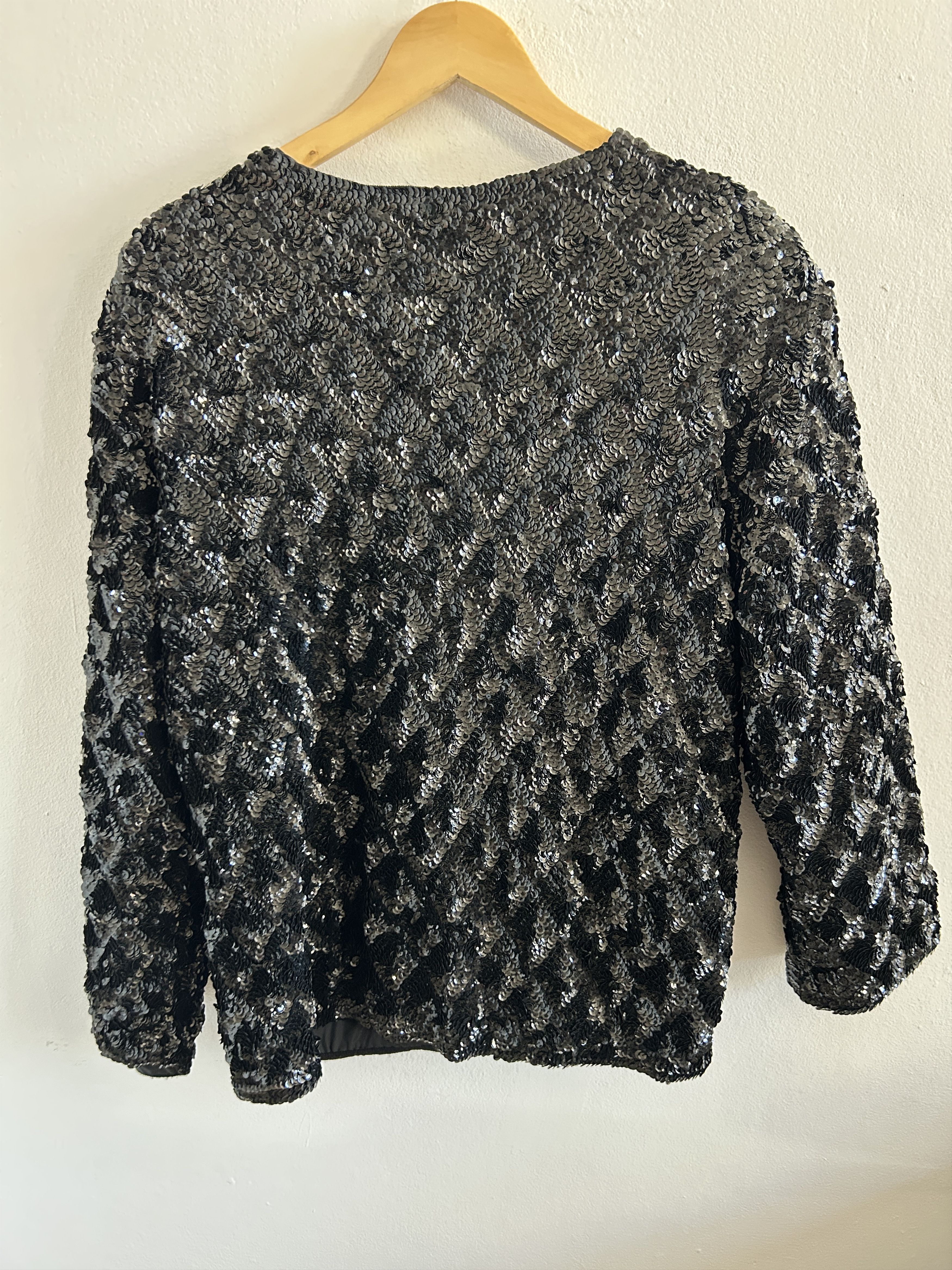 Vintage Vintage 80s Black Sequin Jacket Size L / US 10 / IT 46 - 9 Thumbnail