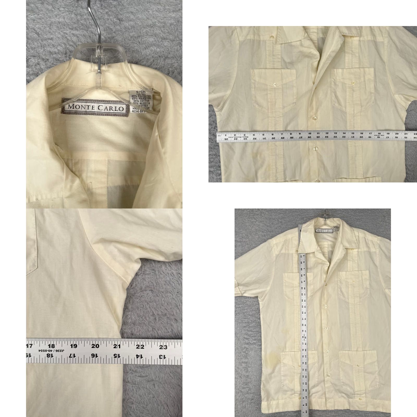 Vintage VINTAGE Monte Carlo Shirt Mens Short Sleeve Hawaiian Yellow 4 Pocket Poly Blend S Aloha Beach Mens Size US S / EU 44-46 / 1 - 8 Thumbnail