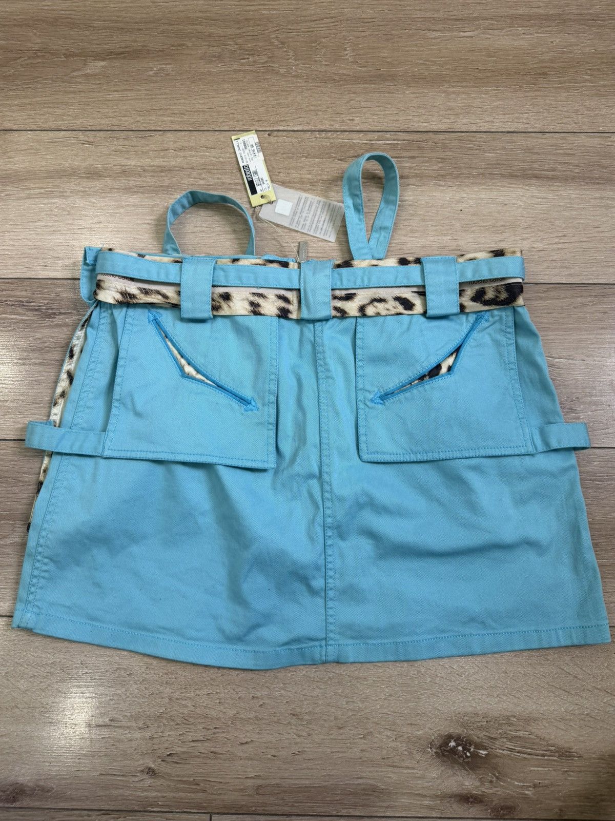 Roberto Cavalli Roberto Cavalli Blue and Leopard Detail Mini Skirt Size 28" / US 6 / IT 42 - 2 Thumbnail