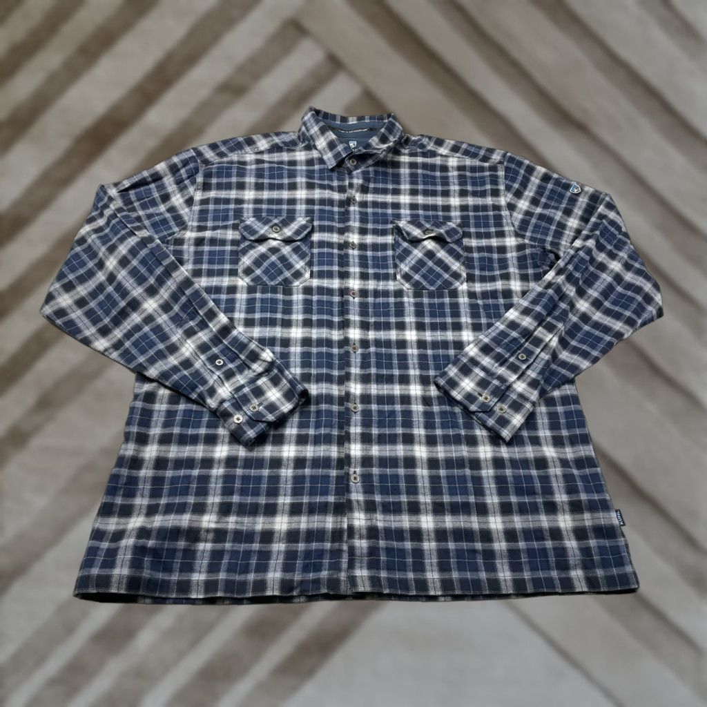 Vintage Kuhl Flannel Shirt Mens 2XL Blue Plaid Button-Up Pockets Long Sleeve Size US XXL / EU 58 / 5 - 1 Thumbnail