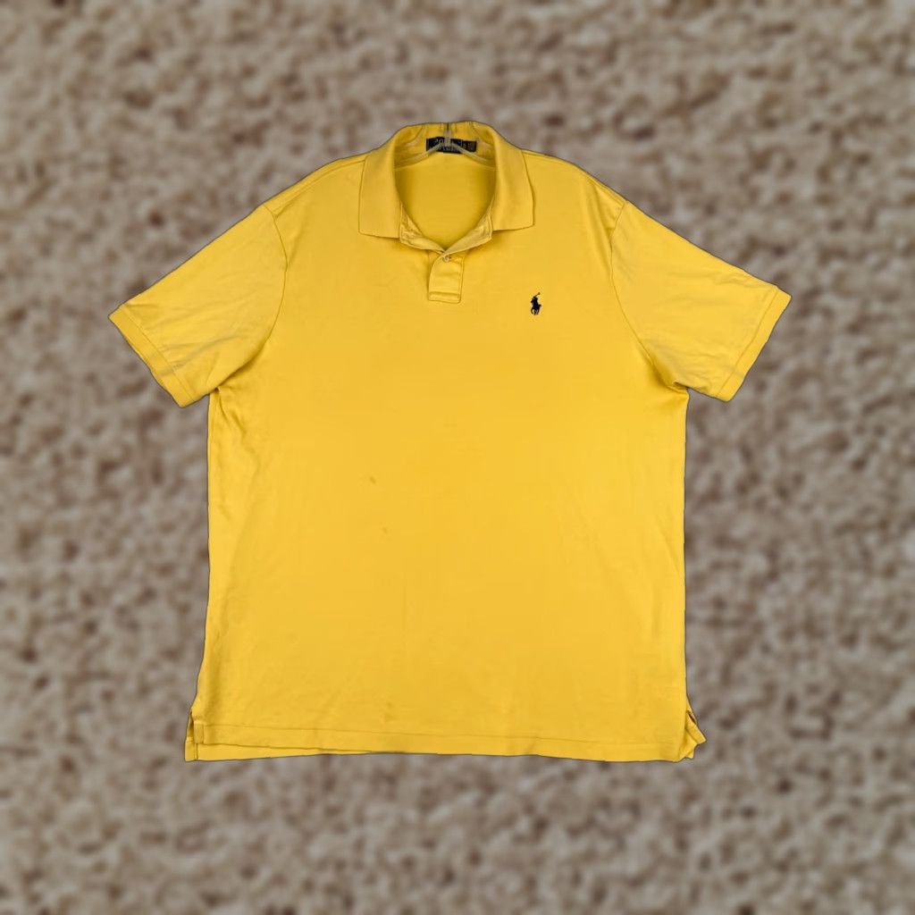 Ralph Lauren Ralph Lauren Polo Shirt Adult XL Yellow 100% Cotton Jersey Short Sleeve Casual Mens Size US XL / EU 56 / 4 - 1 Thumbnail