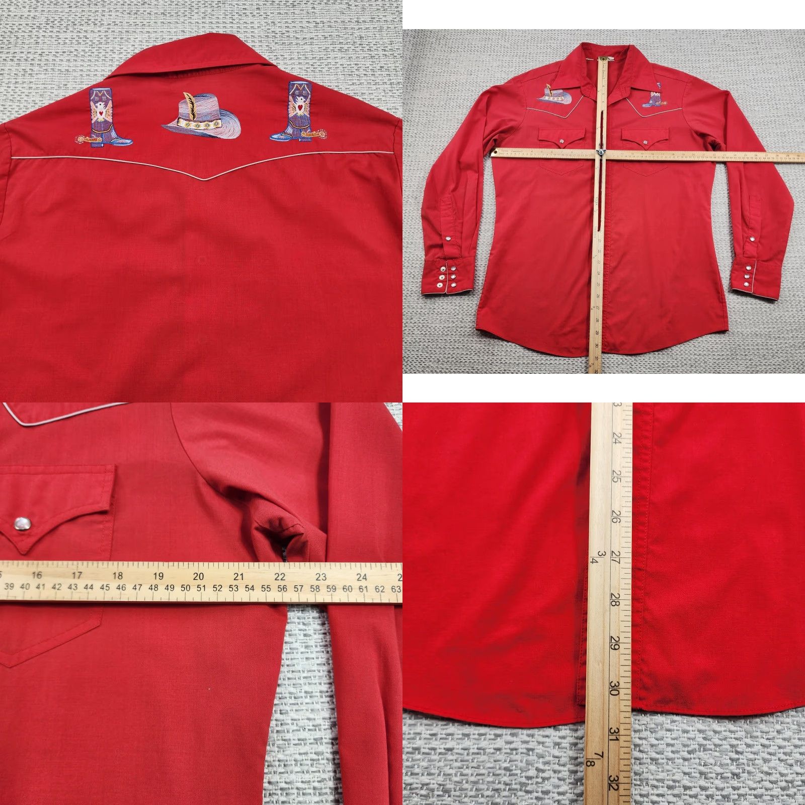 Vintage Kennington Rockin K Ranchwear Shirt Mens L Pearl Snap Long Sleeve Embroidered Red Cowboy Western Size US L / EU 52-54 / 3 - 8 Thumbnail