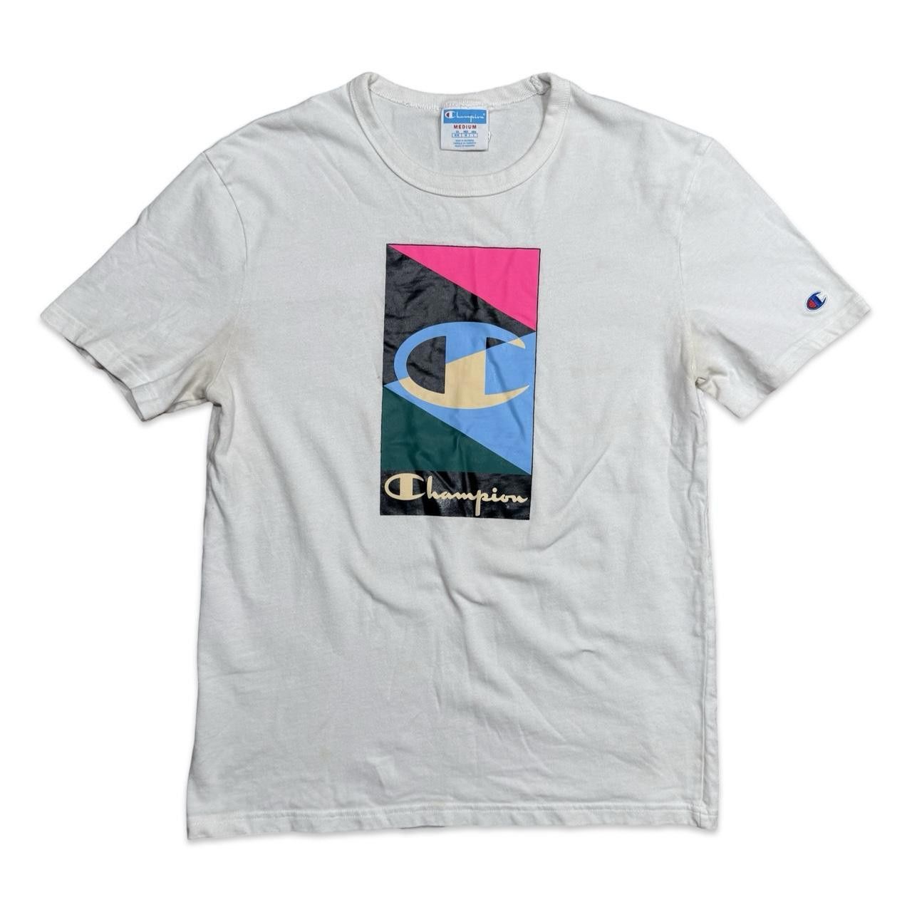 Champion Champion Y2K white cotton tee with multi-coloured logo Size US M / EU 48-50 / 2 - 1 Thumbnail