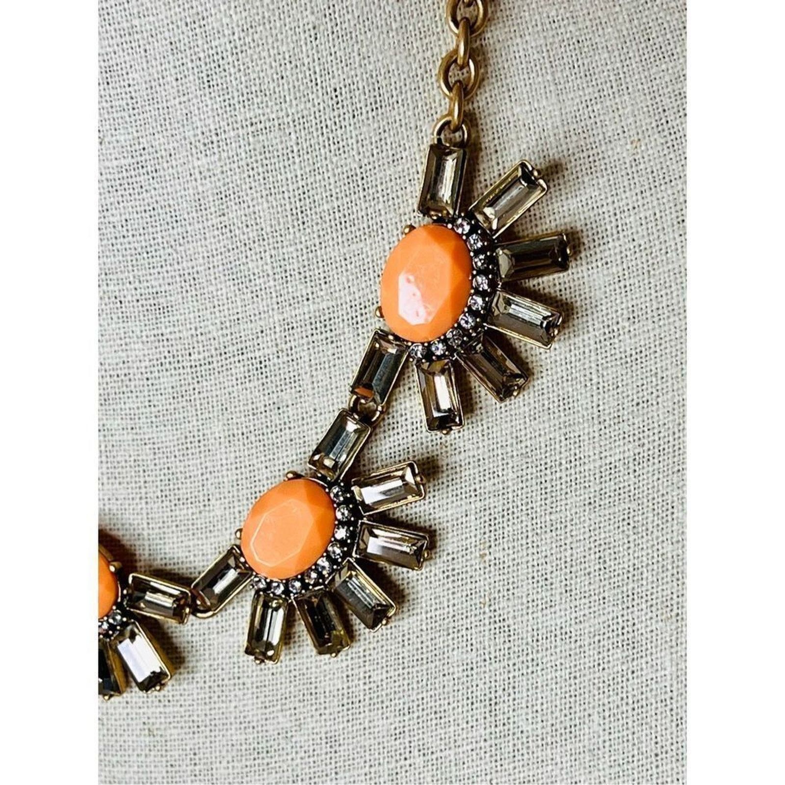 J.Crew J. Crew Gold Crystal Pave Peach Collar Statement Necklace Size ONE SIZE - 4 Thumbnail