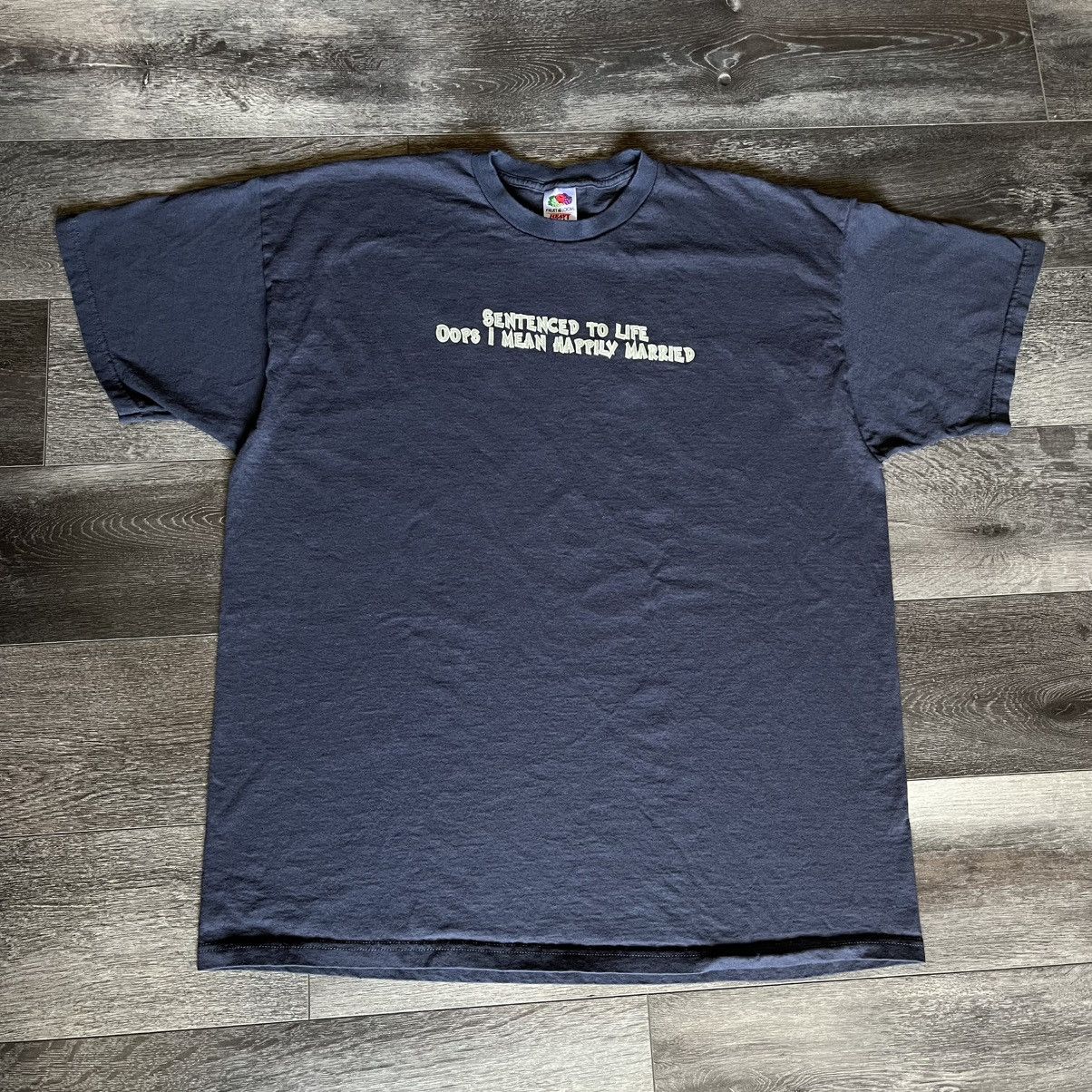Vintage Vintage 1990s Sentenced to Life oops Married Parody Logo Tee Size US XXL / EU 58 / 5 - 2 Thumbnail