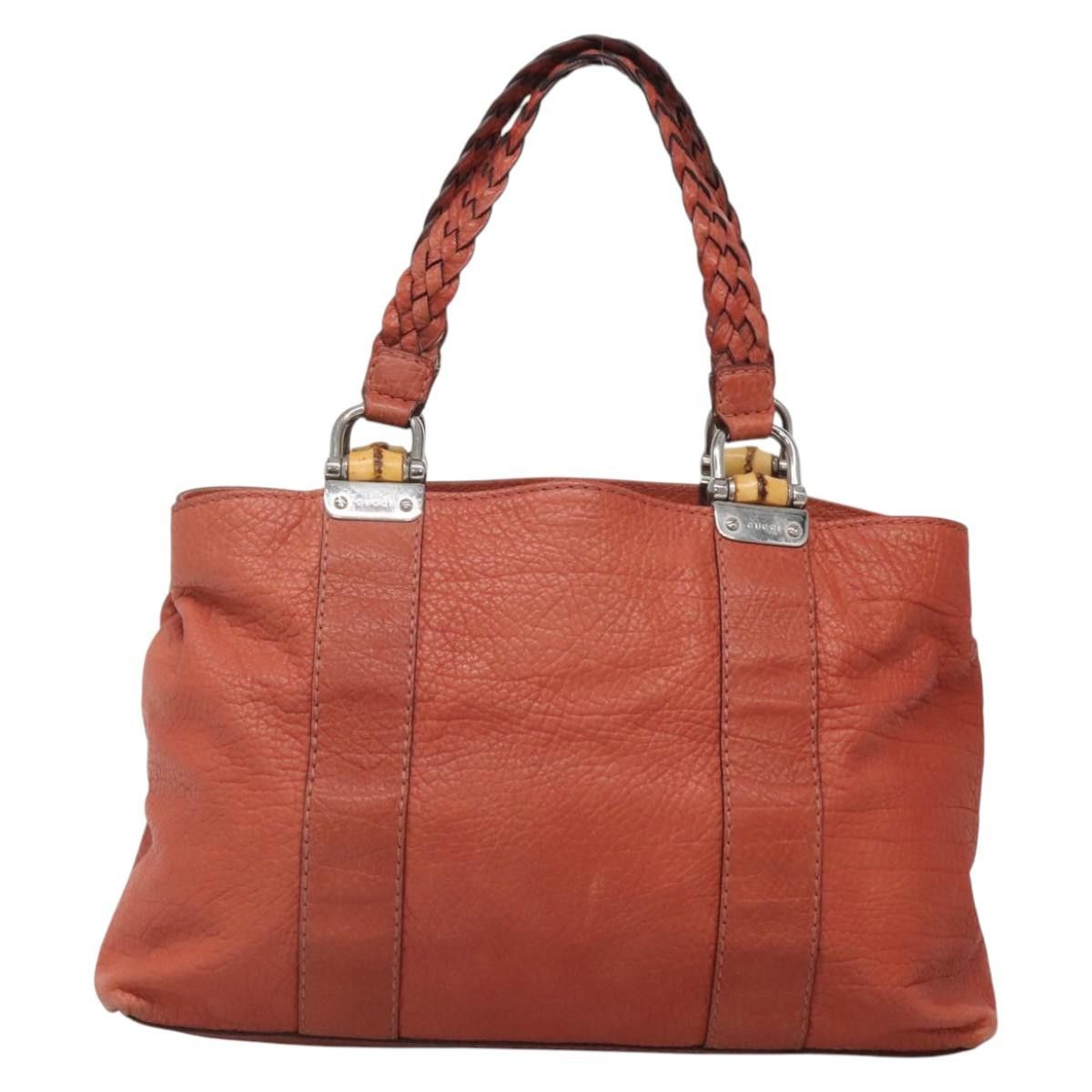 Gucci GUCCI Bamboo Tote Bag Leather Red Silver Size ONE SIZE - 3 Thumbnail