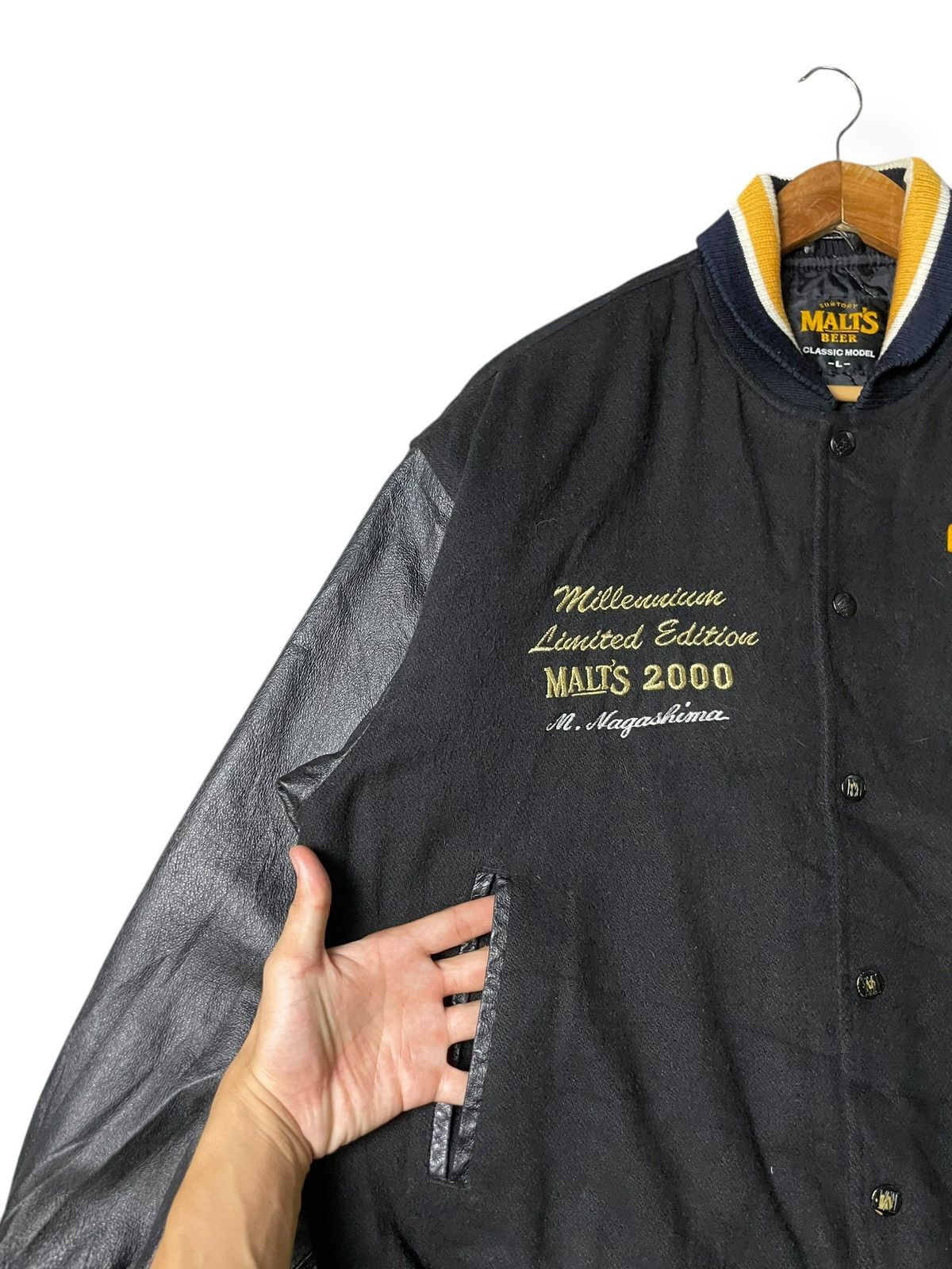 Japanese Brand Suntory Malt Beer Collage Embroidery Varsity Jacket (55) Size US L / EU 52-54 / 3 - 10 Thumbnail