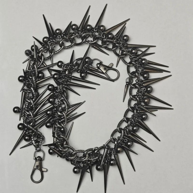 Japanese Brand Black Gun Plated Rivet Metal Biker Pants Chain Size ONE SIZE - 6 Thumbnail