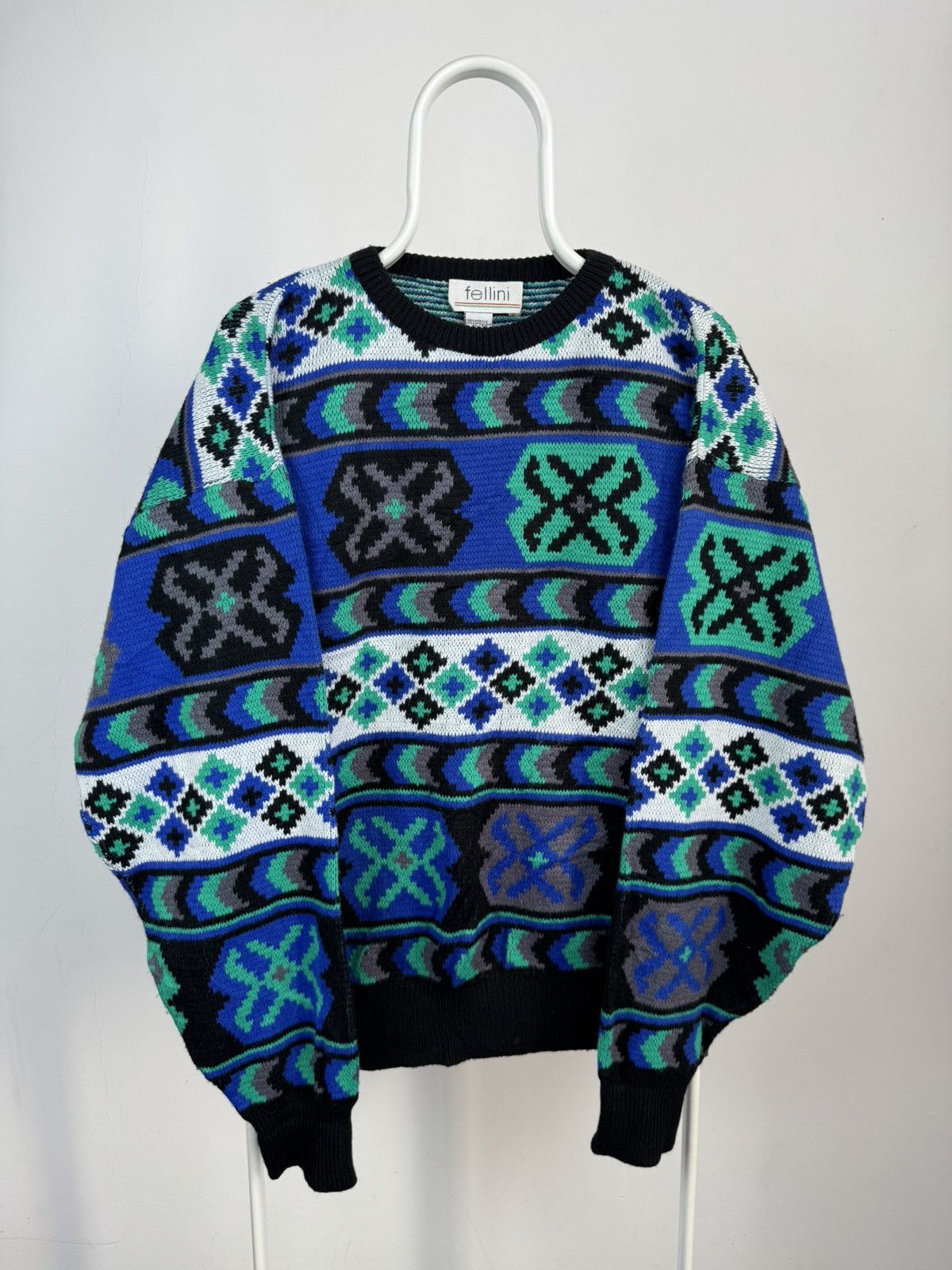 Vintage Vintage Fellini Multicolour Oversized Acrylic Sweater Size US XL / EU 56 / 4 - 1 Thumbnail