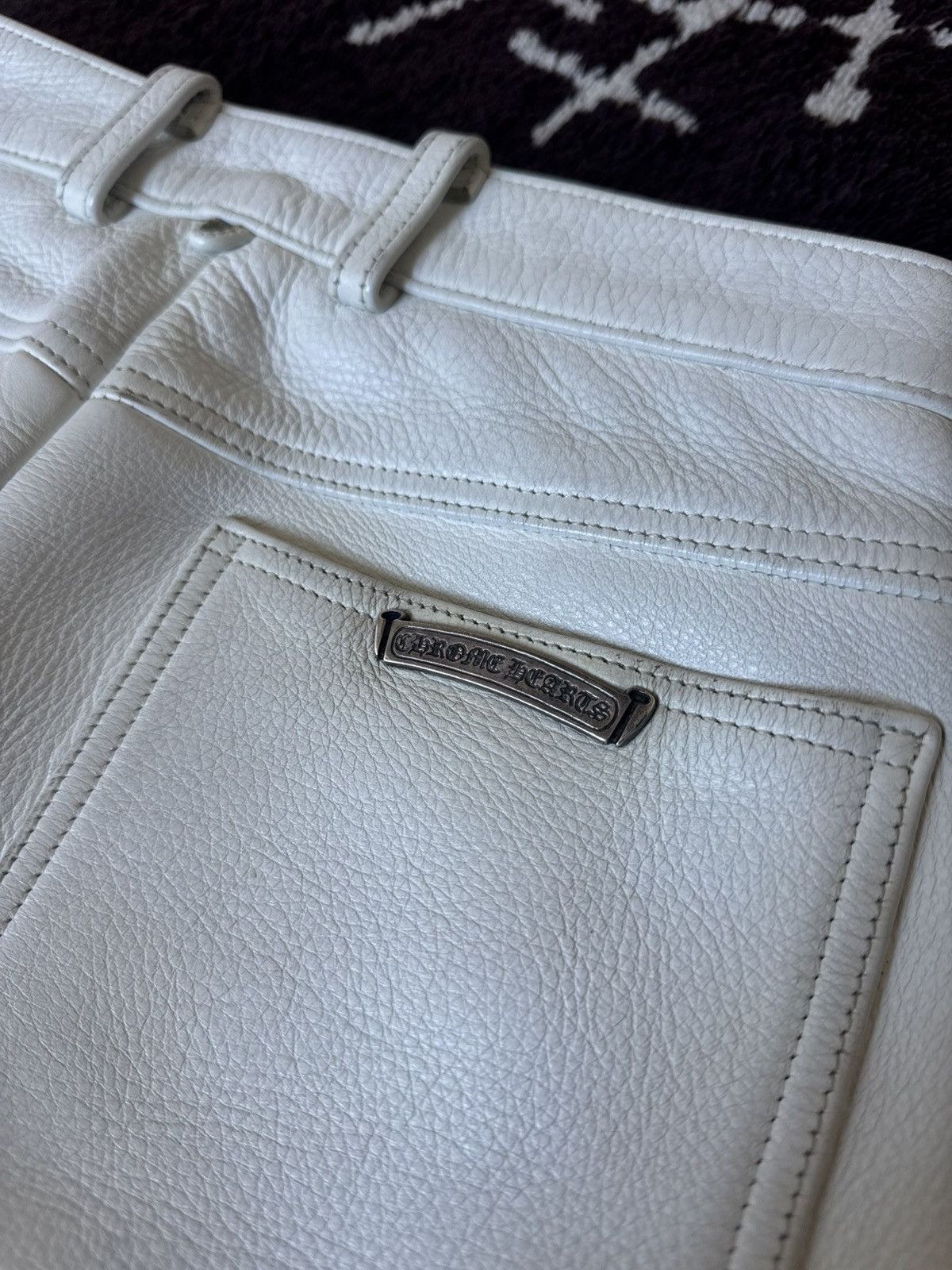 Chrome Hearts Chrome Hearts le fleur white leather pants Size US 29 - 5 Thumbnail