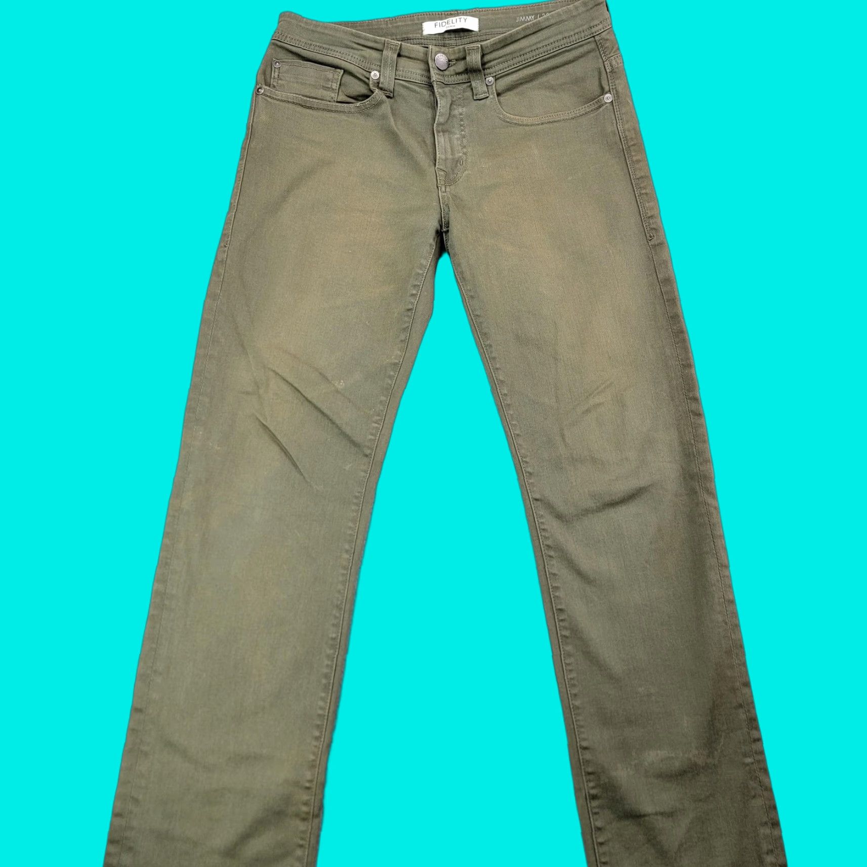 Vintage Fidelity Denim Jeans Mens 30 Slim Straight Karma Olive Jimmy Zip Fly 5-Pocket Made USA Mens Size US 30 / EU 46 - 1 Thumbnail
