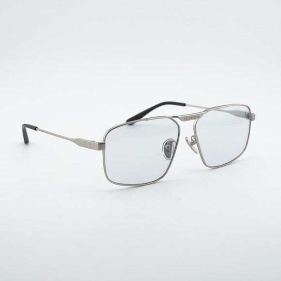 Balenciaga Balenciaga BB0418SK 004 Sunglasses Silver Square Frame, Grey Size ONE SIZE - 4 Thumbnail