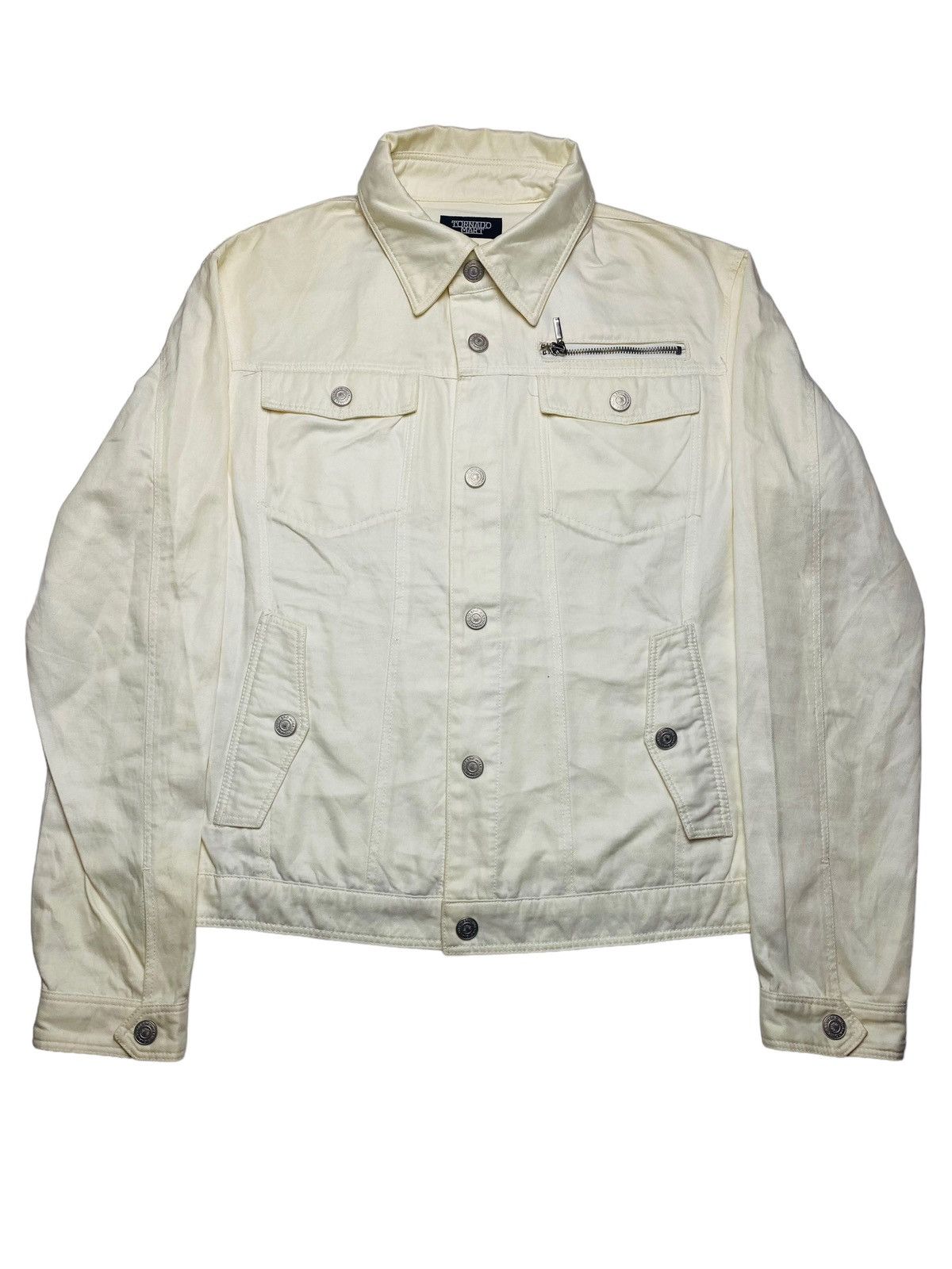image of If Six Was Nine x Le Grande Bleu L G B 2000S Tornado Mart - Work Denim Jacket in White (Size Medium