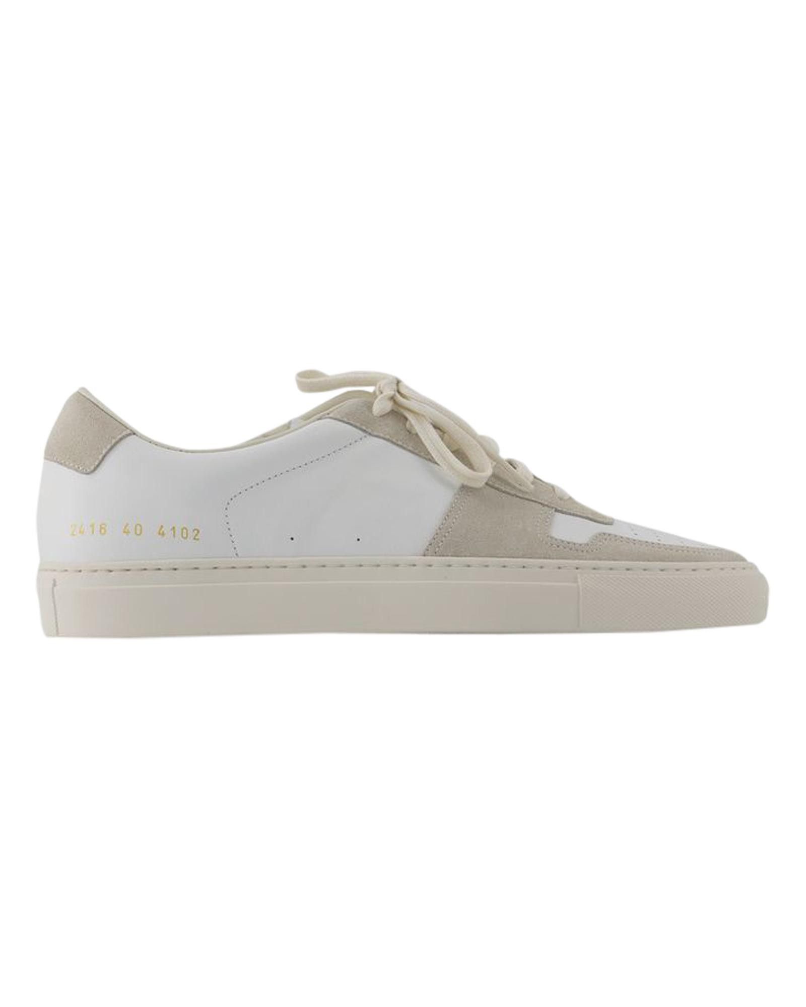image of Common Projects Smooth Leather Lace-Up Sneakers With Rubber Sole in White, Men's (Size 7)