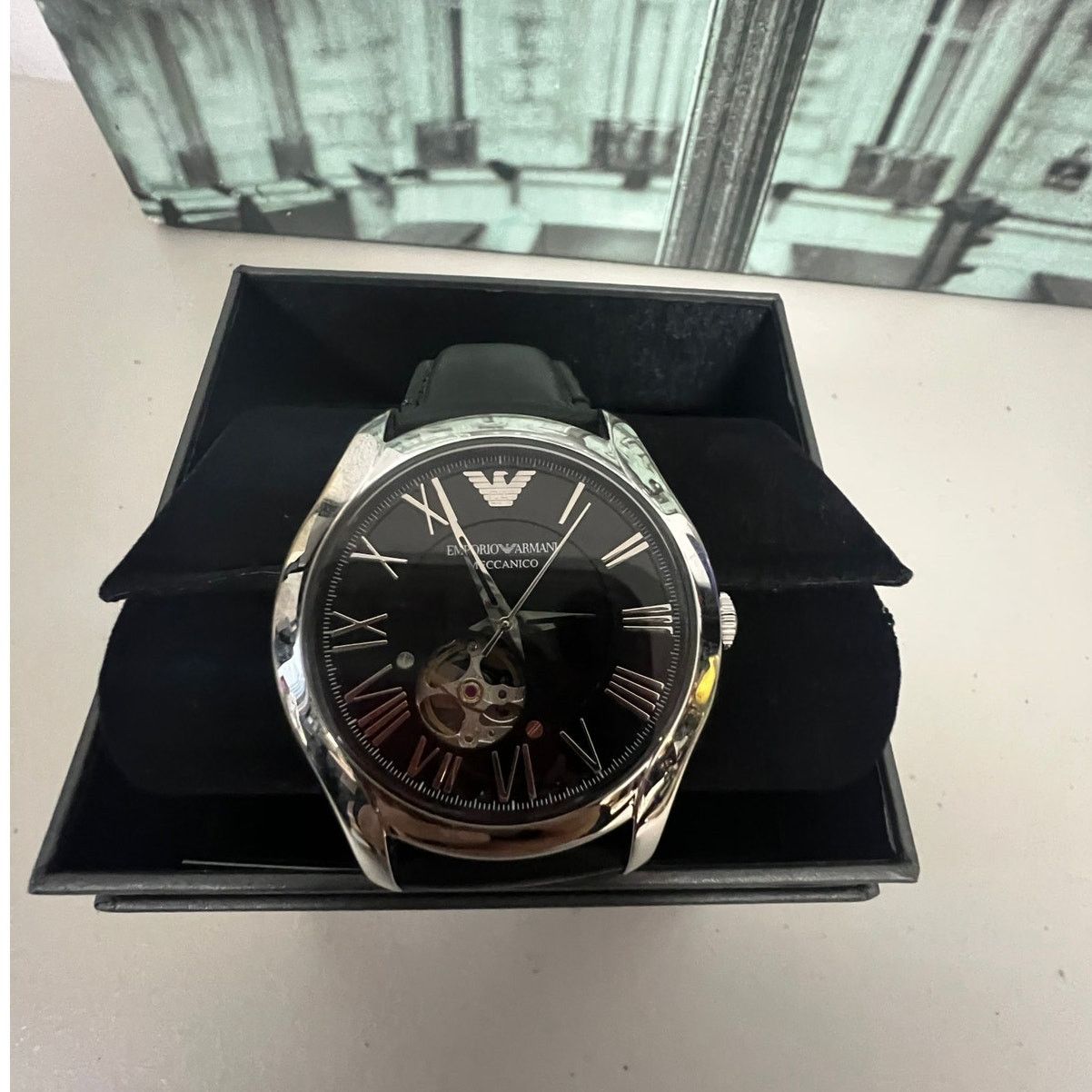 Emporio Armani AR60016 Automatic Black Leather Men\'s Watch Emporio Armani AR60016 Montre Homme : Amazon.co.uk: Fashion main image 2