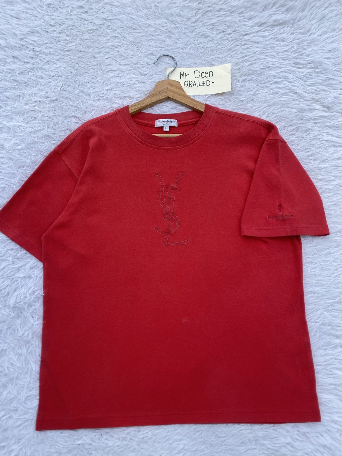 Yves Saint Laurent Rare Vintage Yves Saint Laurent YSL Embroidered Logo Tshirt Size US L / EU 52-54 / 3 - 5 Thumbnail