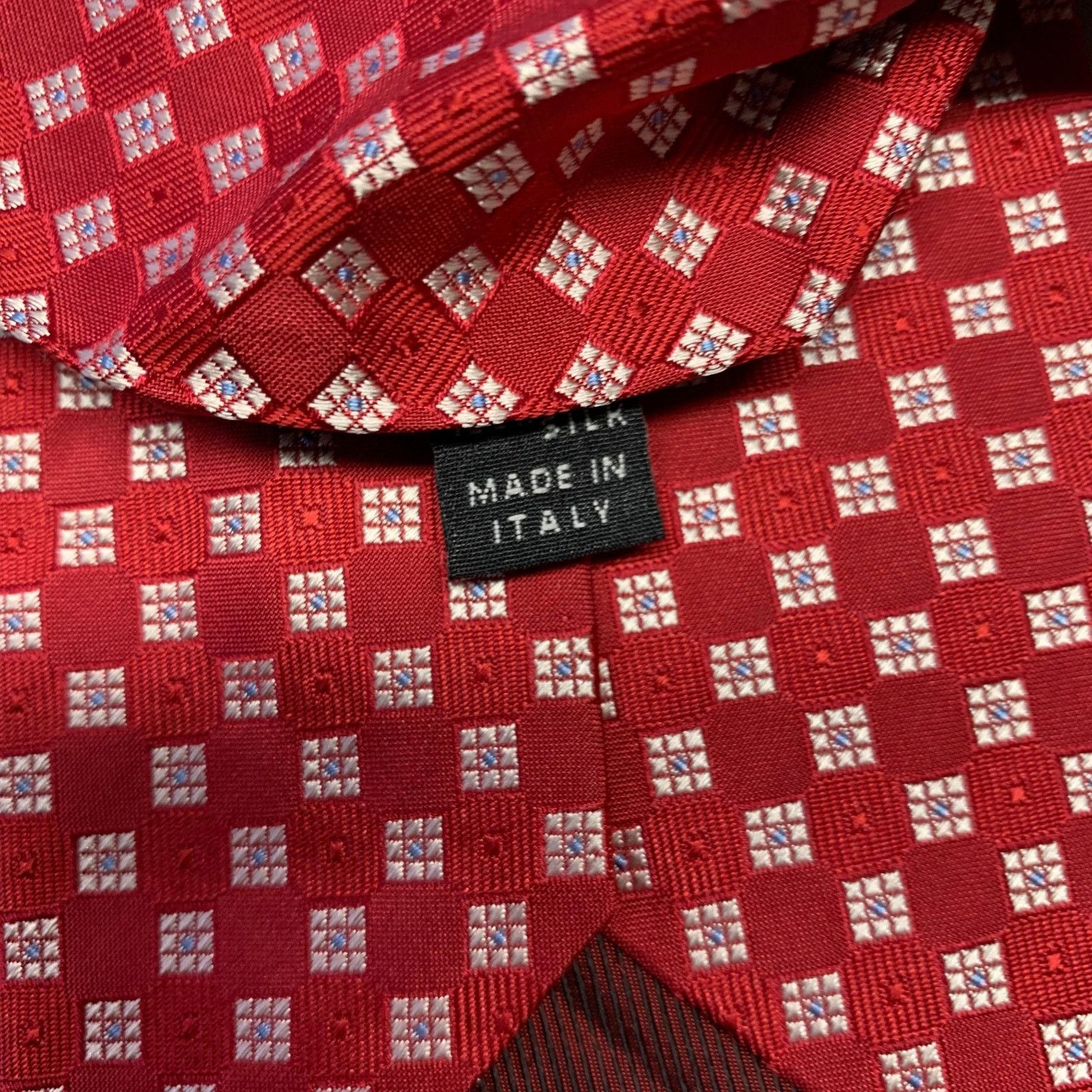 Other BORRELLI Red Cream Squares Silk Tie Size ONE SIZE - 3 Thumbnail