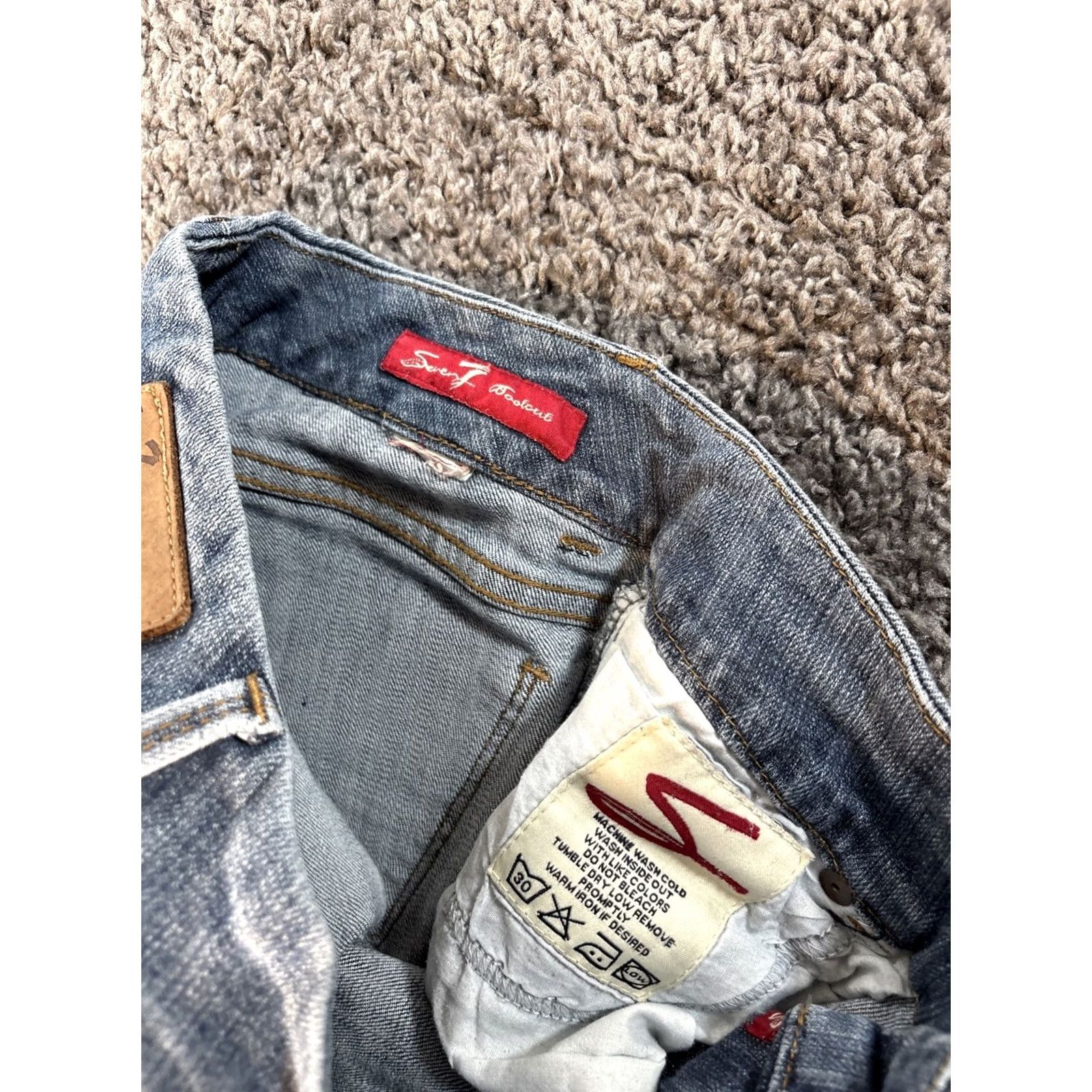 7 For All Mankind 7 For All Mankind Jeans Womens 28x27 Bootcut Denim Light Wash Stretch Low Rise Regular Inseam 27in Size 28" / US 6 / IT 42 - 6 Thumbnail