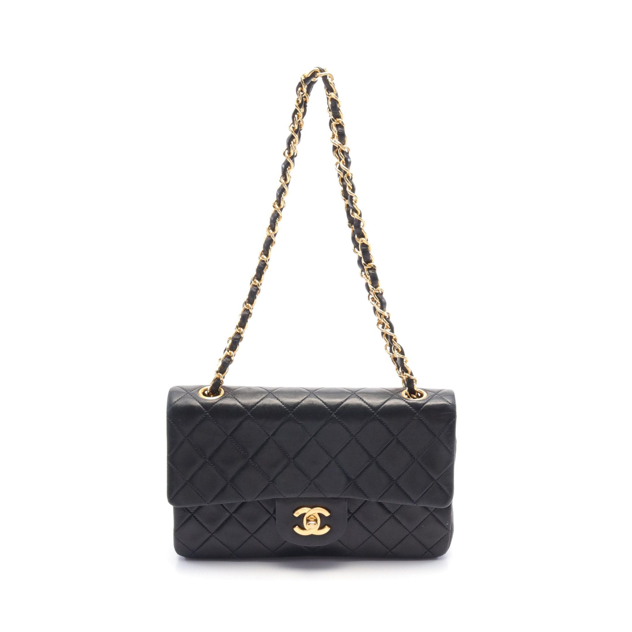 Chanel Chanel Matelasse Double Flap Chain Shoulder Bag Lambskin Black Gold Hardware Size ONE SIZE - 1 Thumbnail