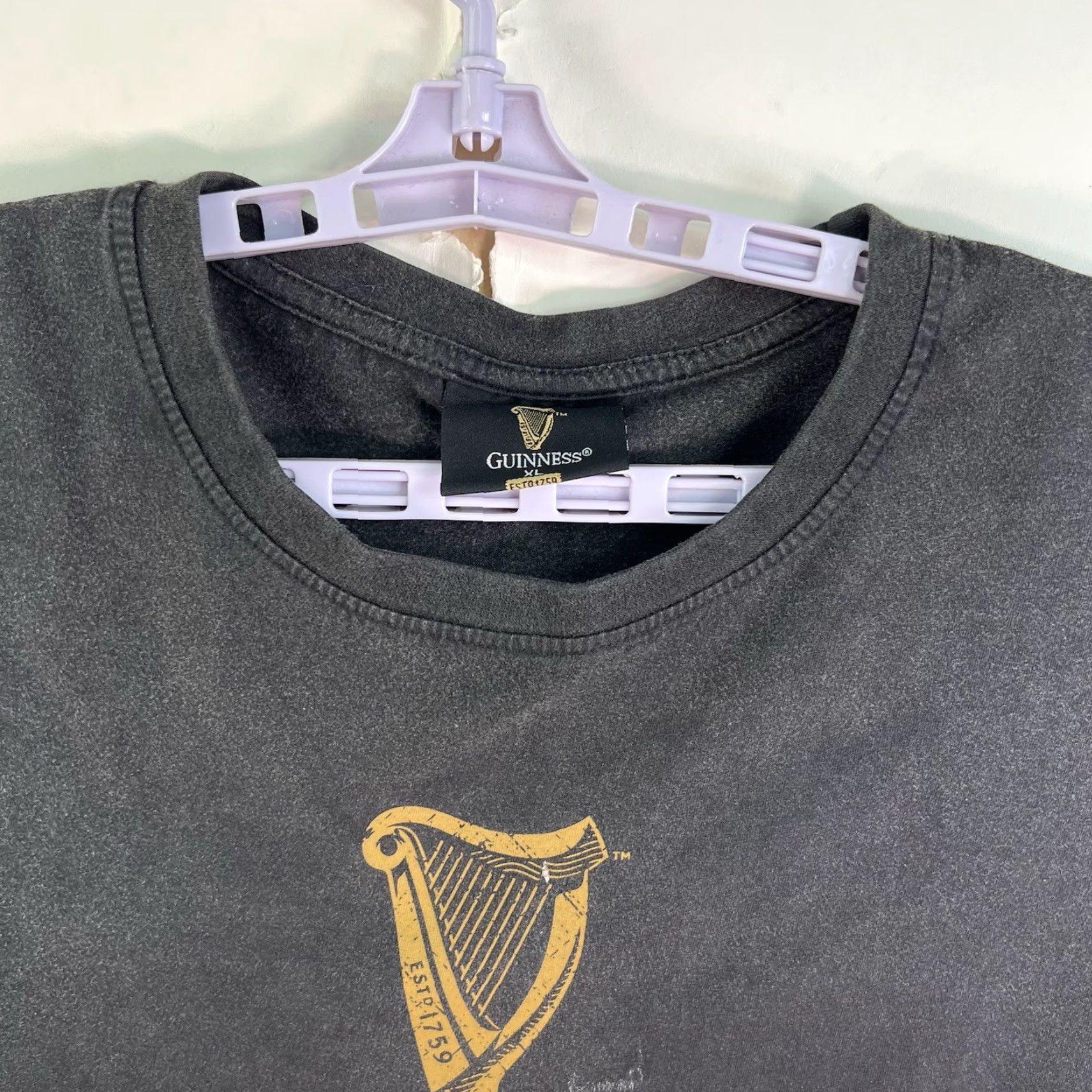 Vintage Guinness Stout Ale Logo T-Shirt Black Men's XL Crew Neck Graphic Print Beer Size US XL / EU 56 / 4 - 4 Thumbnail