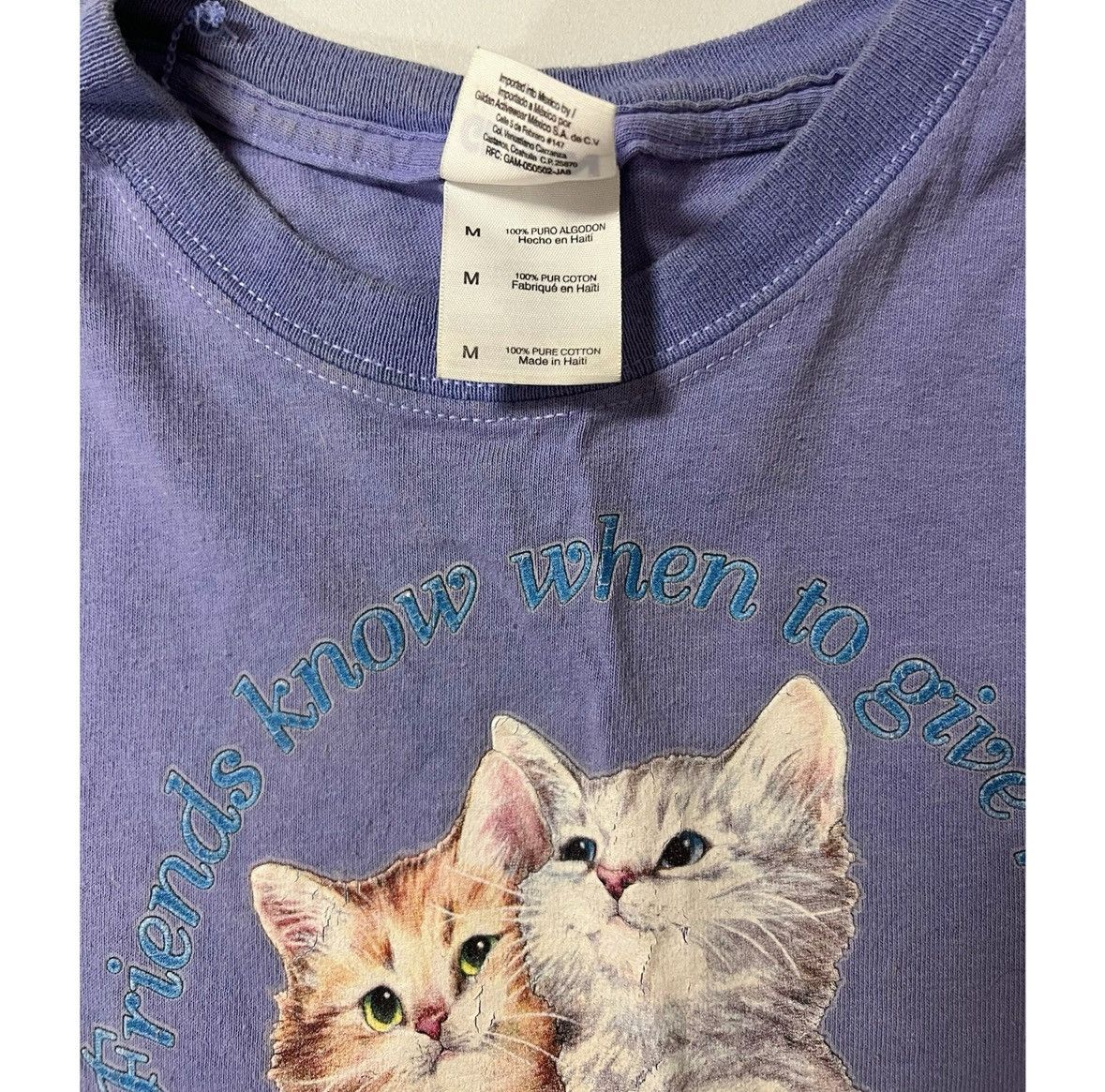 Handmade ‘Friends Know When To Give Hugs’ Cats Muscle Tee Size M 💜✨ Size M / US 6-8 / IT 42-44 - 3 Thumbnail