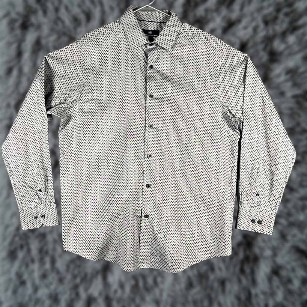 Hart Schaffner Marx Hart Schaffner Marx Shirt Mens Large Gray Blue Pattern Button Down Long Sleeve Size US L / EU 52-54 / 3 - 1 Thumbnail