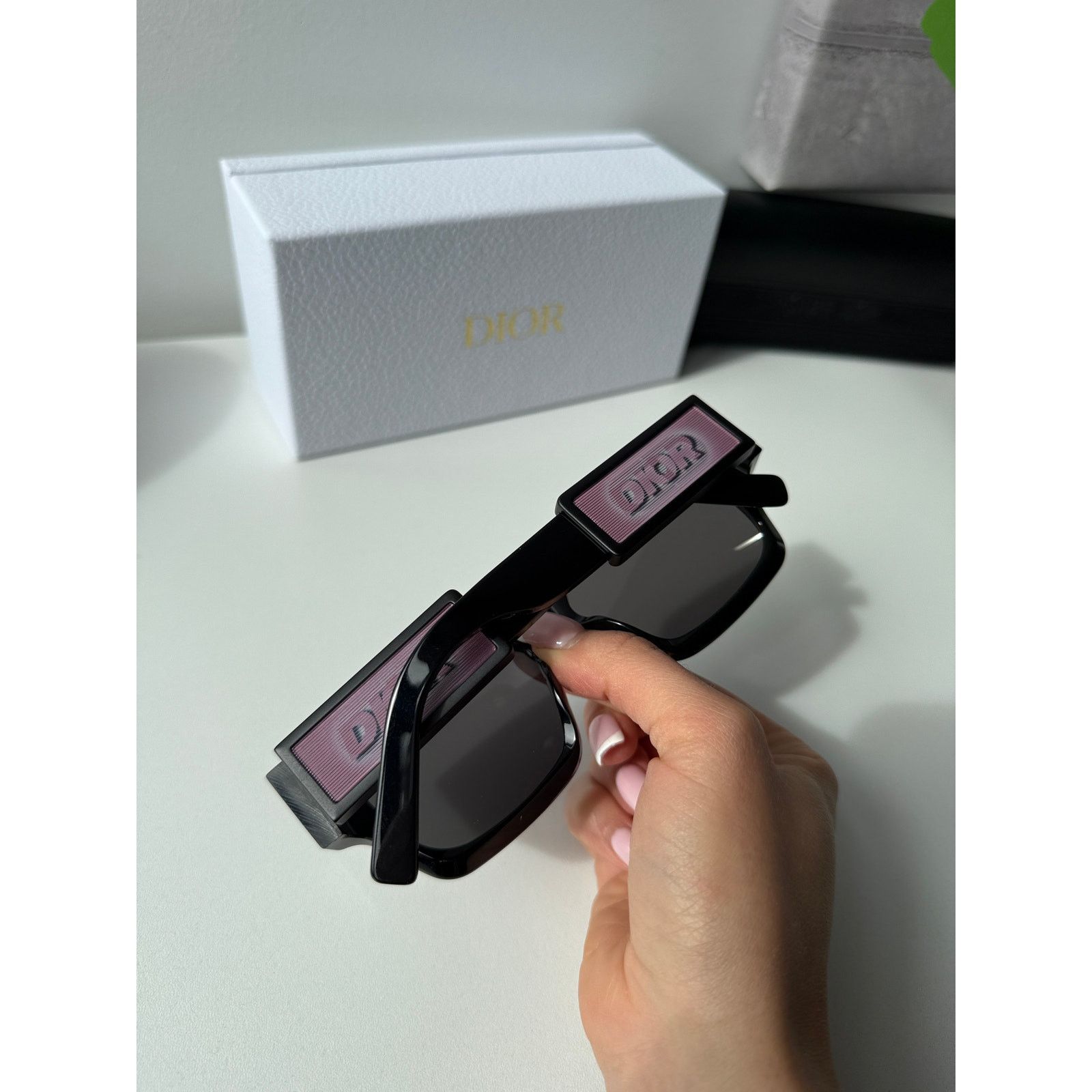 Dior NEW Dior CD SU Sunglasses in Black Holographic Pink Logo Size ONE SIZE - 8 Thumbnail