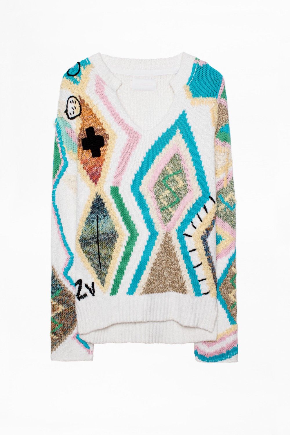 Zadig & Voltaire Sonny Kilim Carpet Intarsia Pullover Size XS / US 0-2 / IT 36-38 - 1 Thumbnail
