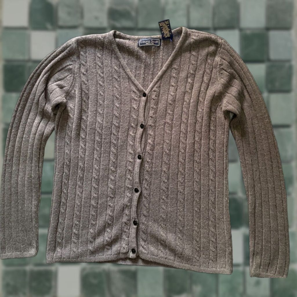Vintage VINTAGE Laura Scott Sweater Womens Petite Small Button Up knit Gray VTG Acrylic Size S / US 4 / IT 40 - 1 Thumbnail