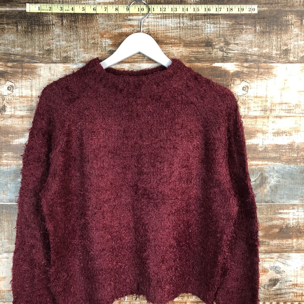 GU × Homespun Knitwear GU Maroon Knitwear crop top shaggy #A1672 Size L / US 10 / IT 46 - 5 Thumbnail
