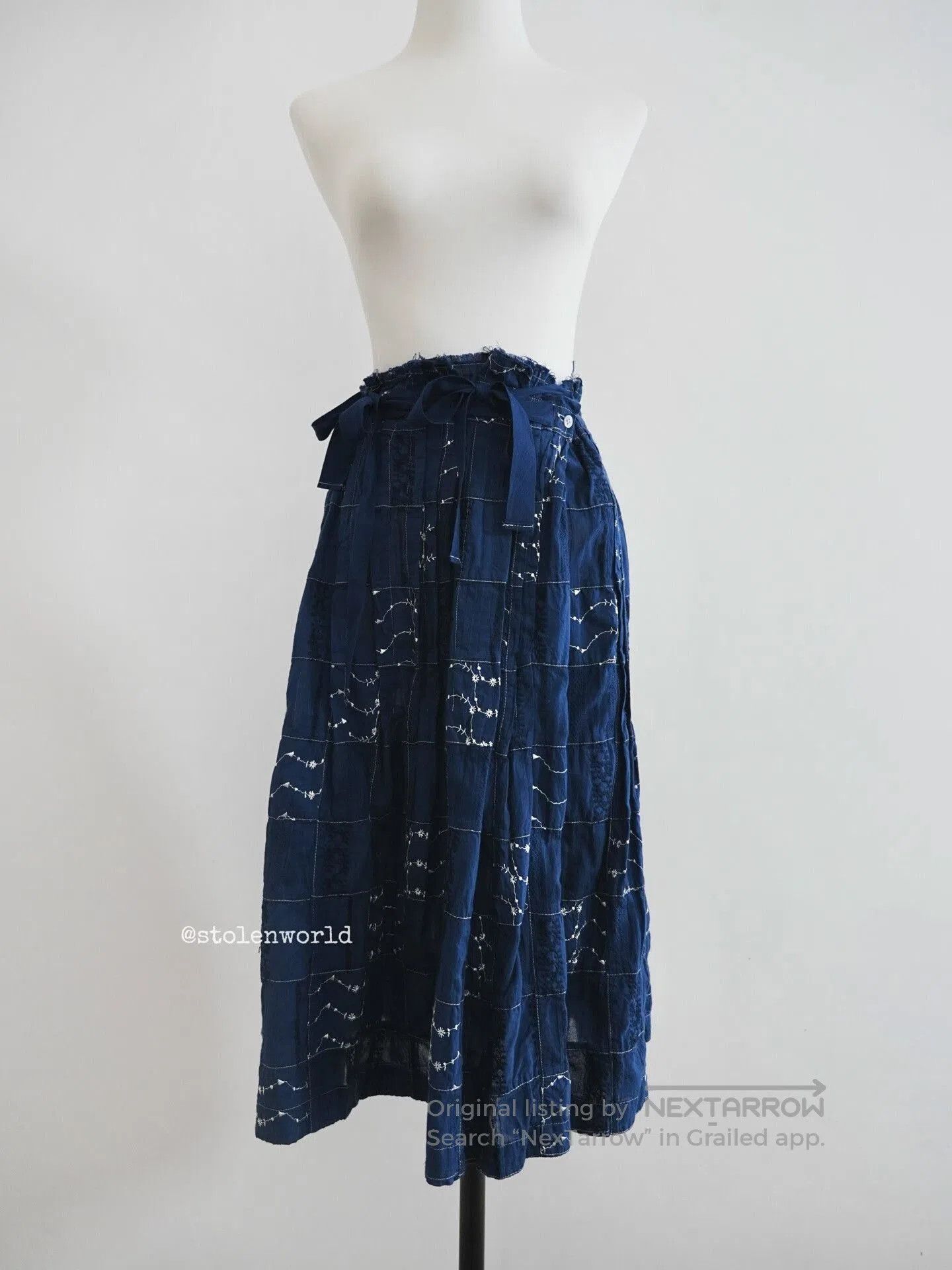 Tricot Comme des Garcons blue dyed patchwork embroidered skirt. Size 23" - 7 Thumbnail