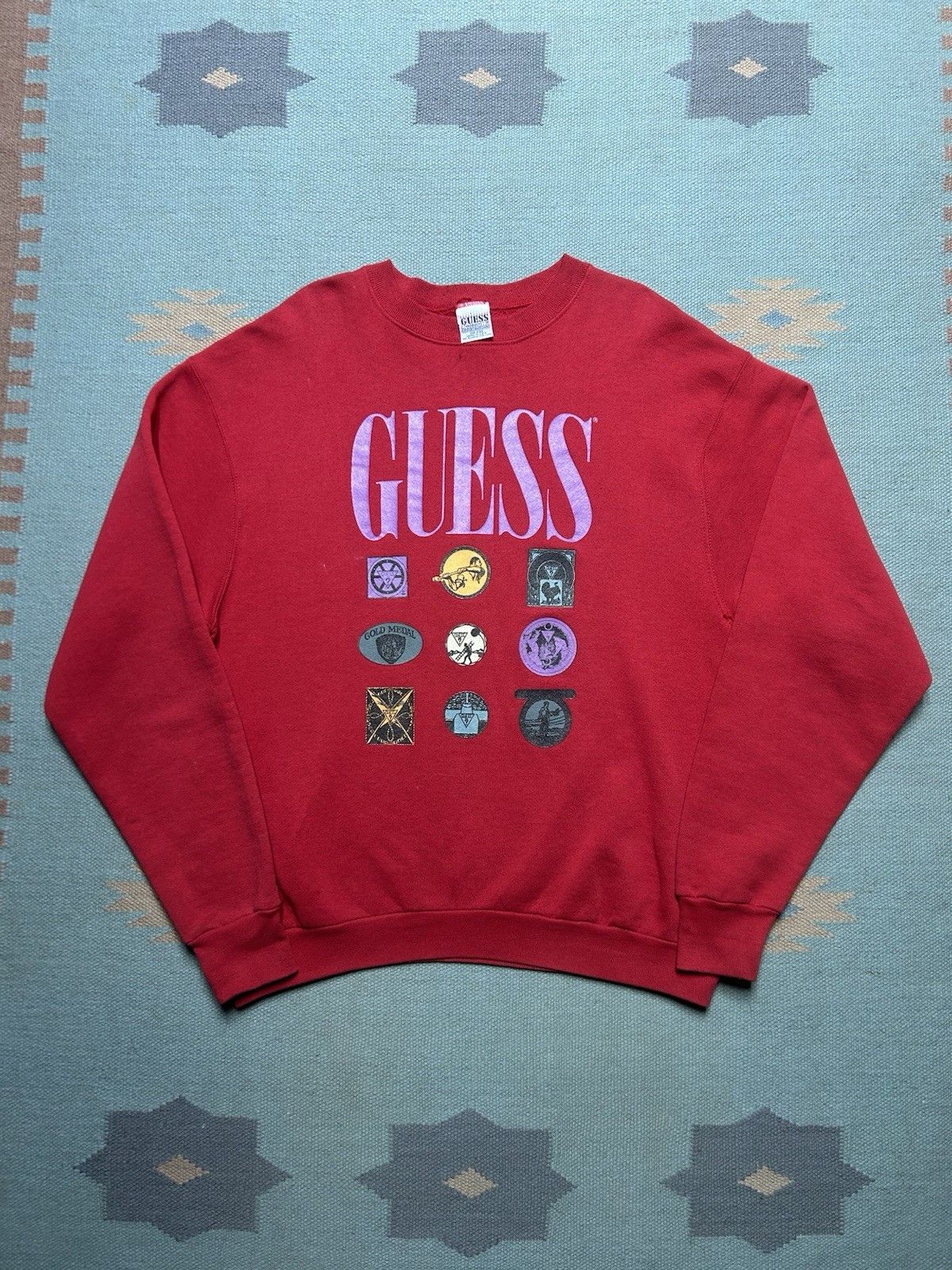Vintage Vtg 80s crewneck sweatshirt Guess jeans spell out logo large Size US L / EU 52-54 / 3 - 1 Thumbnail