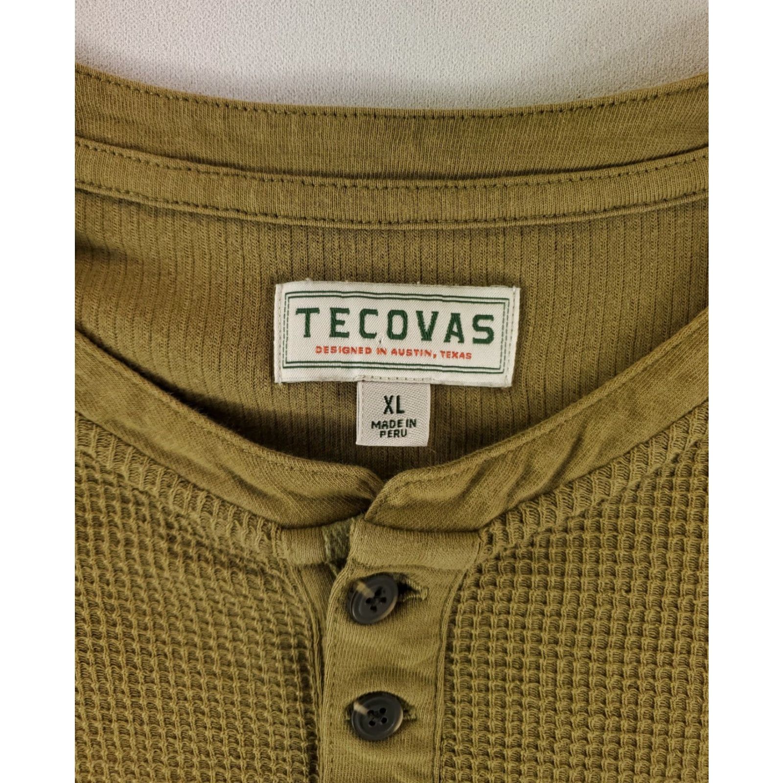 Tecovas Tecovas Shirt Thermal Henley Green Long Sleeve Mens XL Size US XL / EU 56 / 4 - 2 Thumbnail
