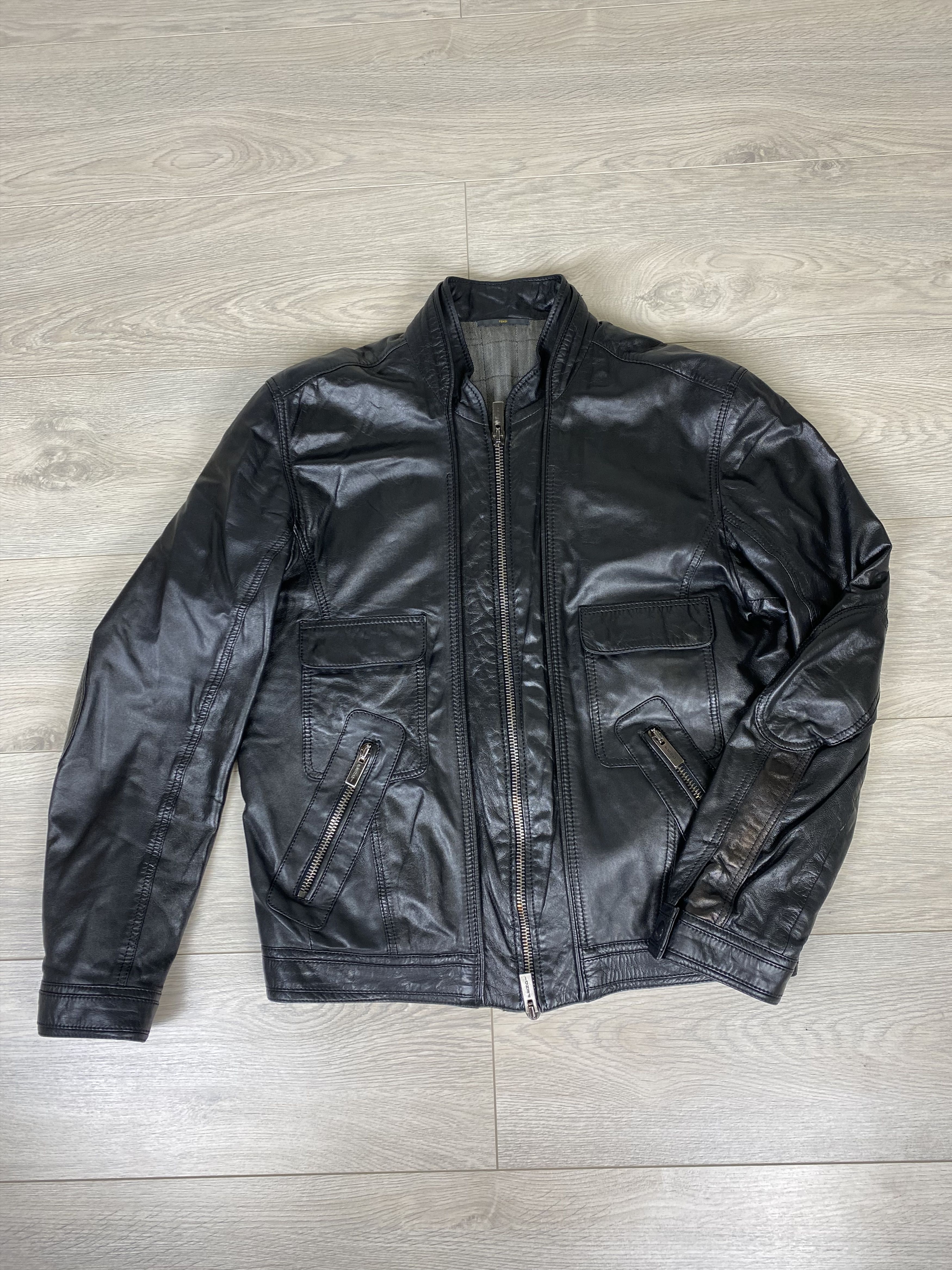 image of Fendi Leather Biker Jacket in Black, Men's (Size Large)