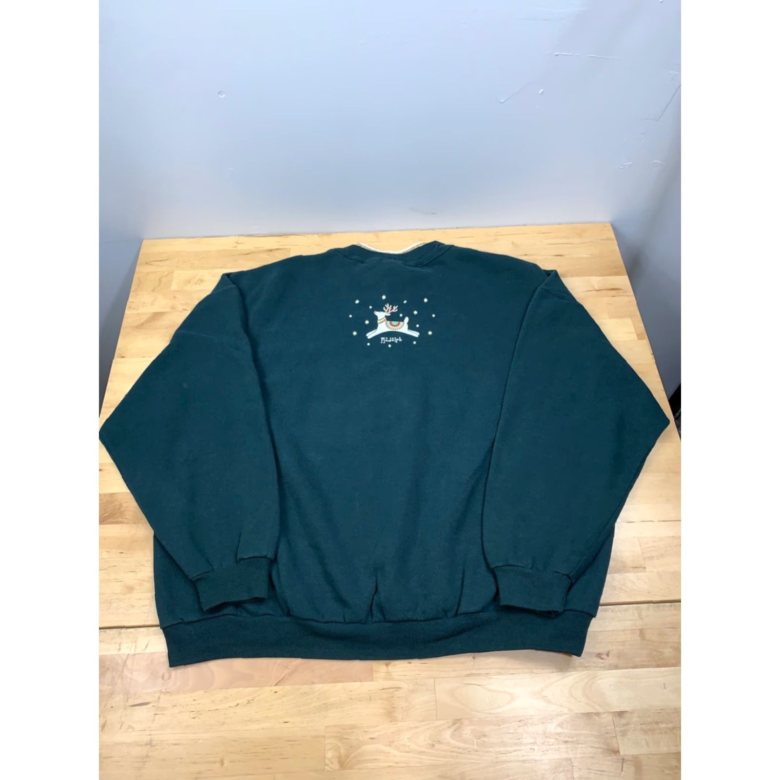Vintage VINTAGE Top Stitch Sweater by Morning Sun Green Crew Neck Long Sleeve M Petite Women Winter Pullover Knits Size M / US 6-8 / IT 42-44 - 4 Thumbnail