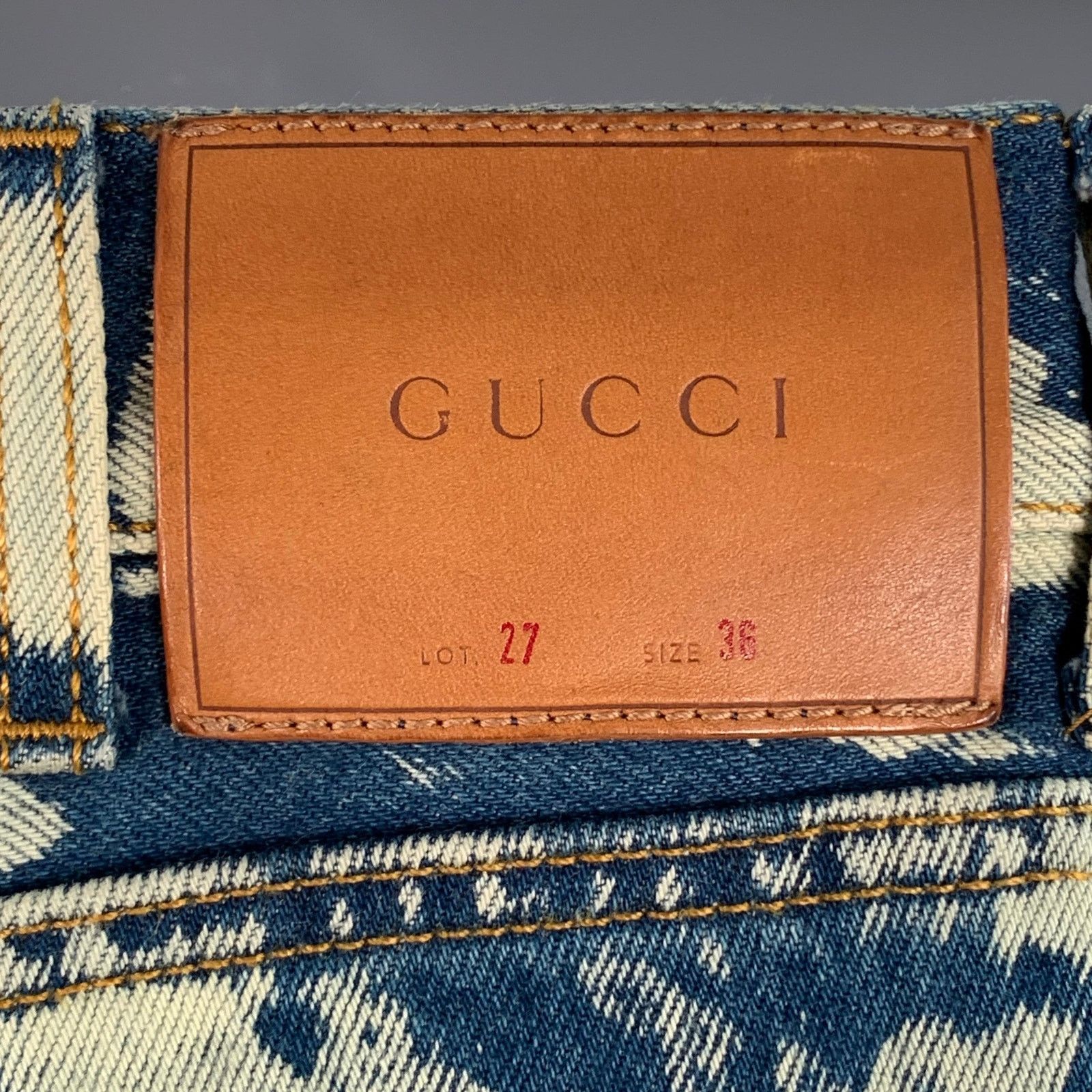 Gucci Size 36 Indigo White Bleached Denim Studded Button Fly Jeans Size US 36 / EU 52 - 5 Thumbnail