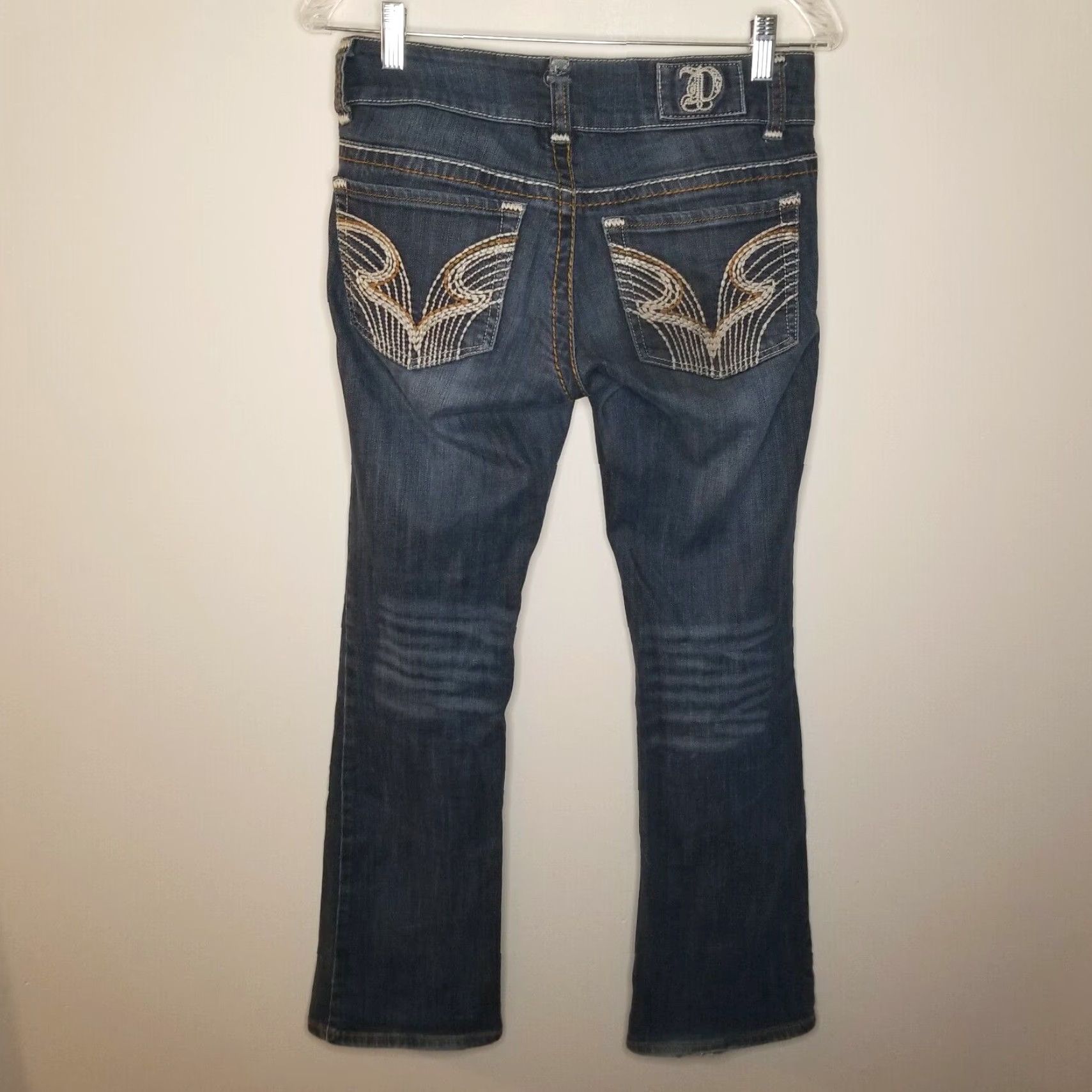 Doublet DOUBLE TAKE Boot Cut Jeans Womens Size 6 Regular Blue Medium Wash Thick Stitch 99% Cotton 1% Spandex Mens? No, Women. Size 28" / US 6 / IT 42 - 4 Thumbnail