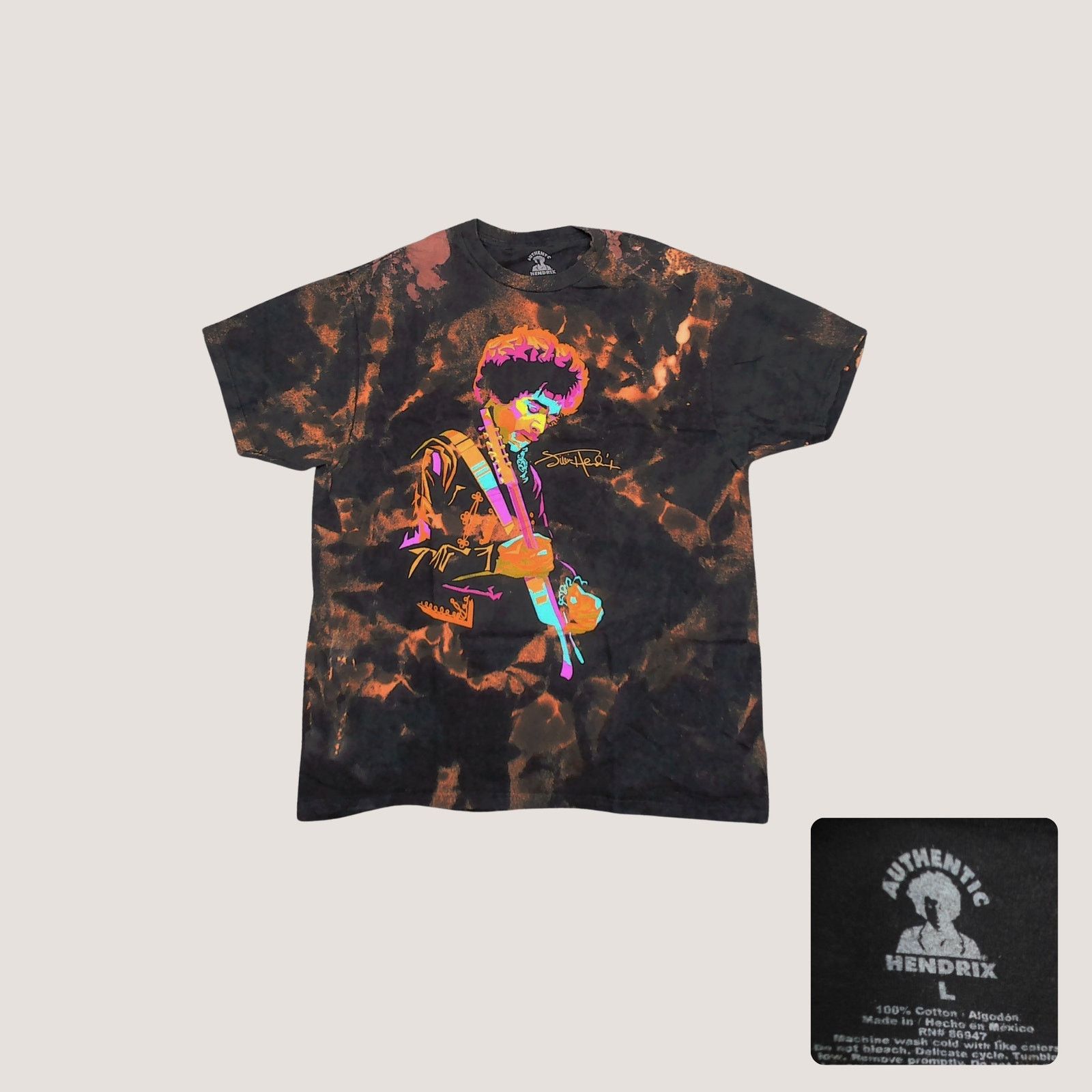 Jimi Hendrix Authentic Hendrix Custom Bleach Tie-Dye Band Tee Size US M / EU 48-50 / 2 - 1 Thumbnail