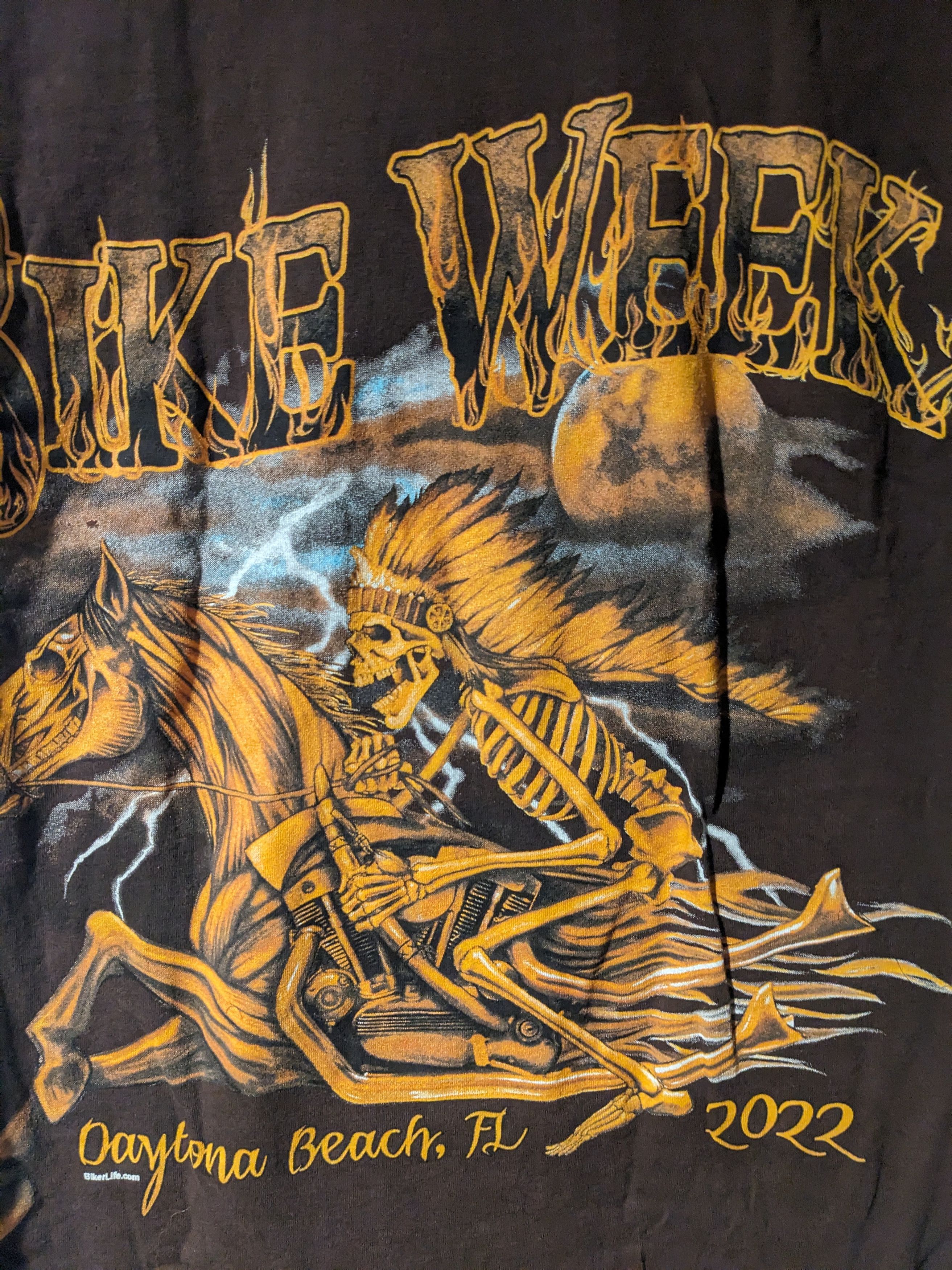 Gildan × Harley Davidson Bike Week 2022 Daytona Florida Skeleton Motorcycle T-Shirt Size US M / EU 48-50 / 2 - 2 Thumbnail
