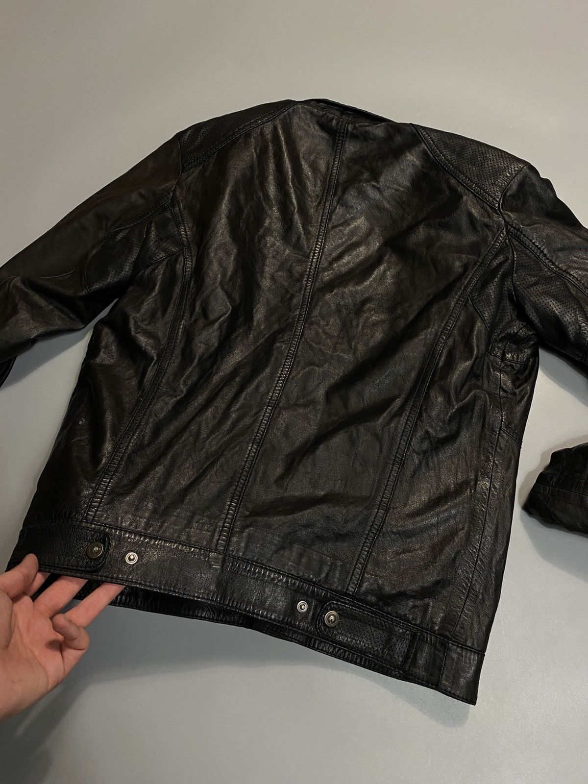 Genuine Leather Vintage y2k Rick Owens style leather zip jacket Size US L / EU 52-54 / 3 - 9 Thumbnail